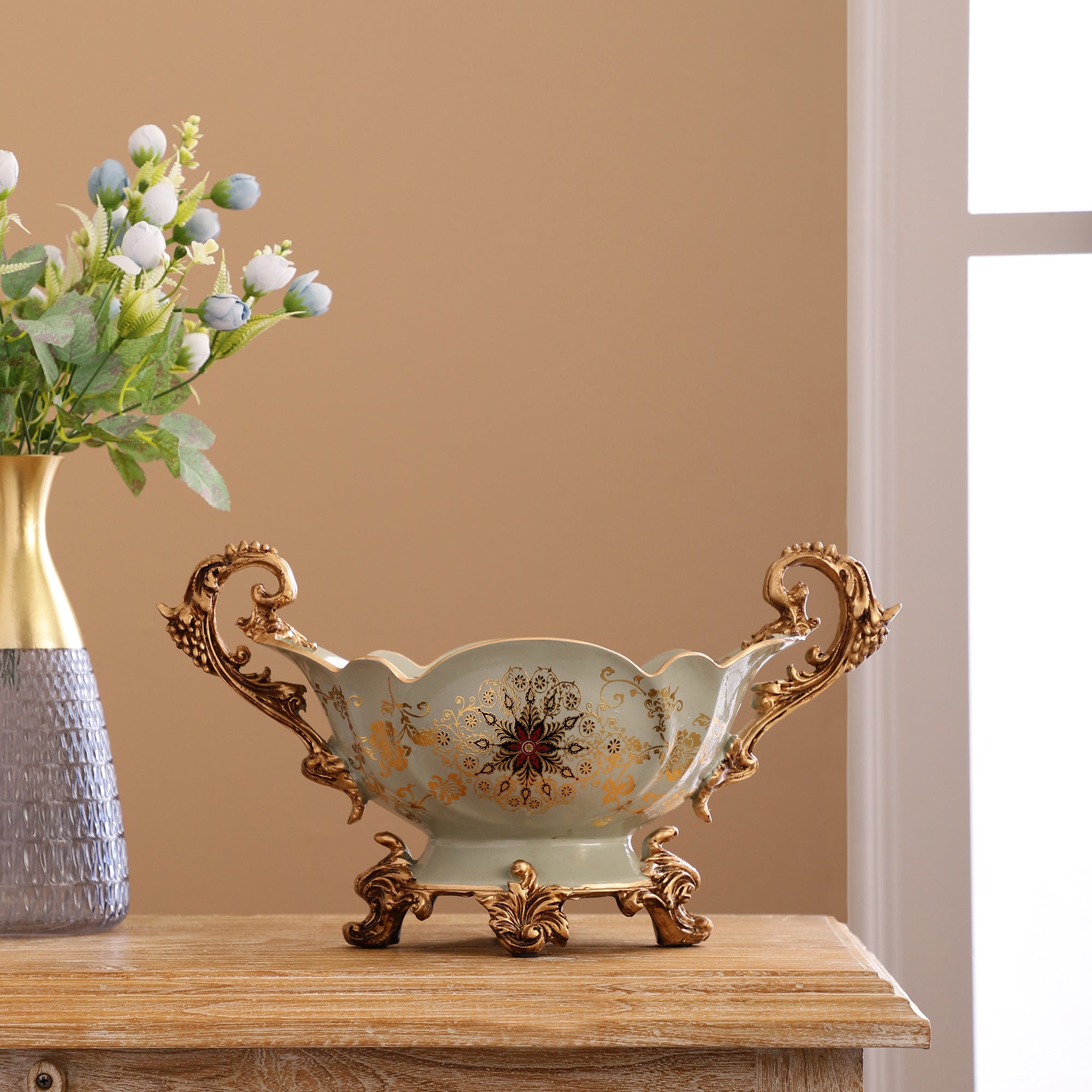 Regalia Gold and Blue Tall Platter