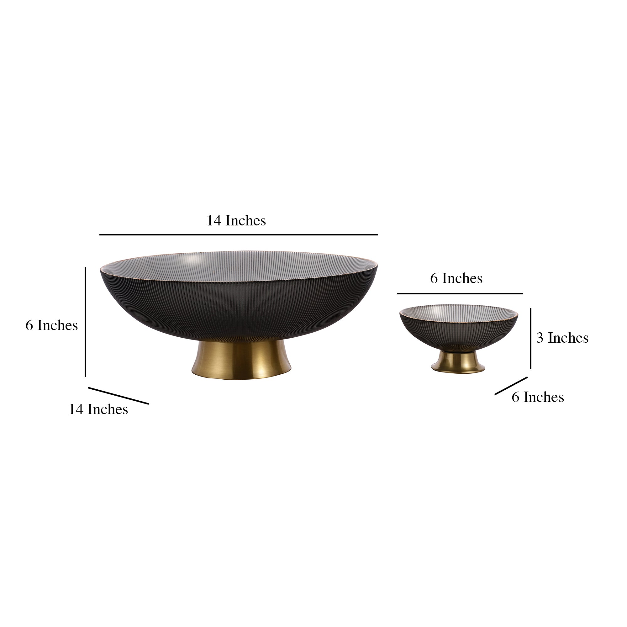 Midnight Glass Bowl with Metal Base (Single)