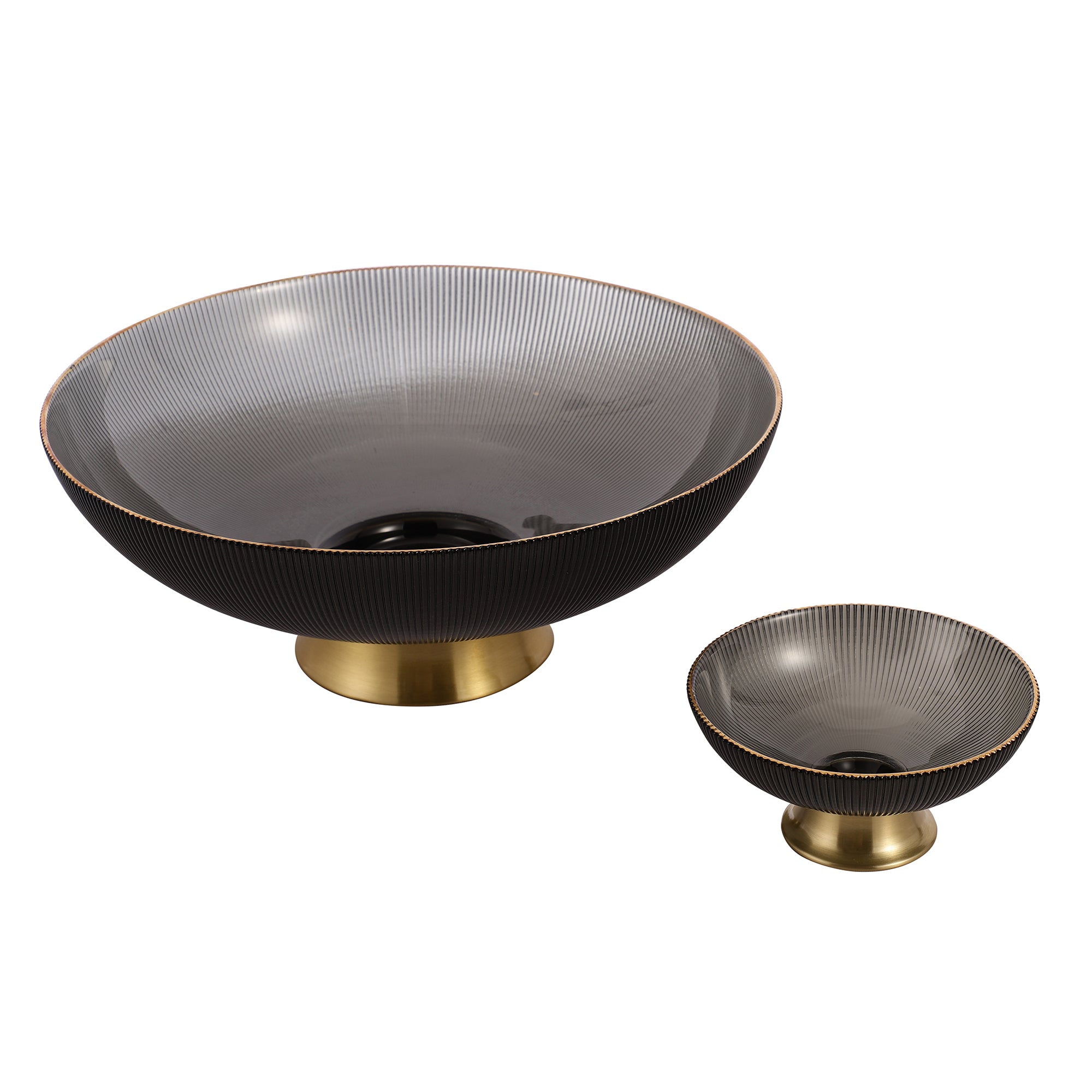 Midnight Glass Bowl with Metal Base (Single)