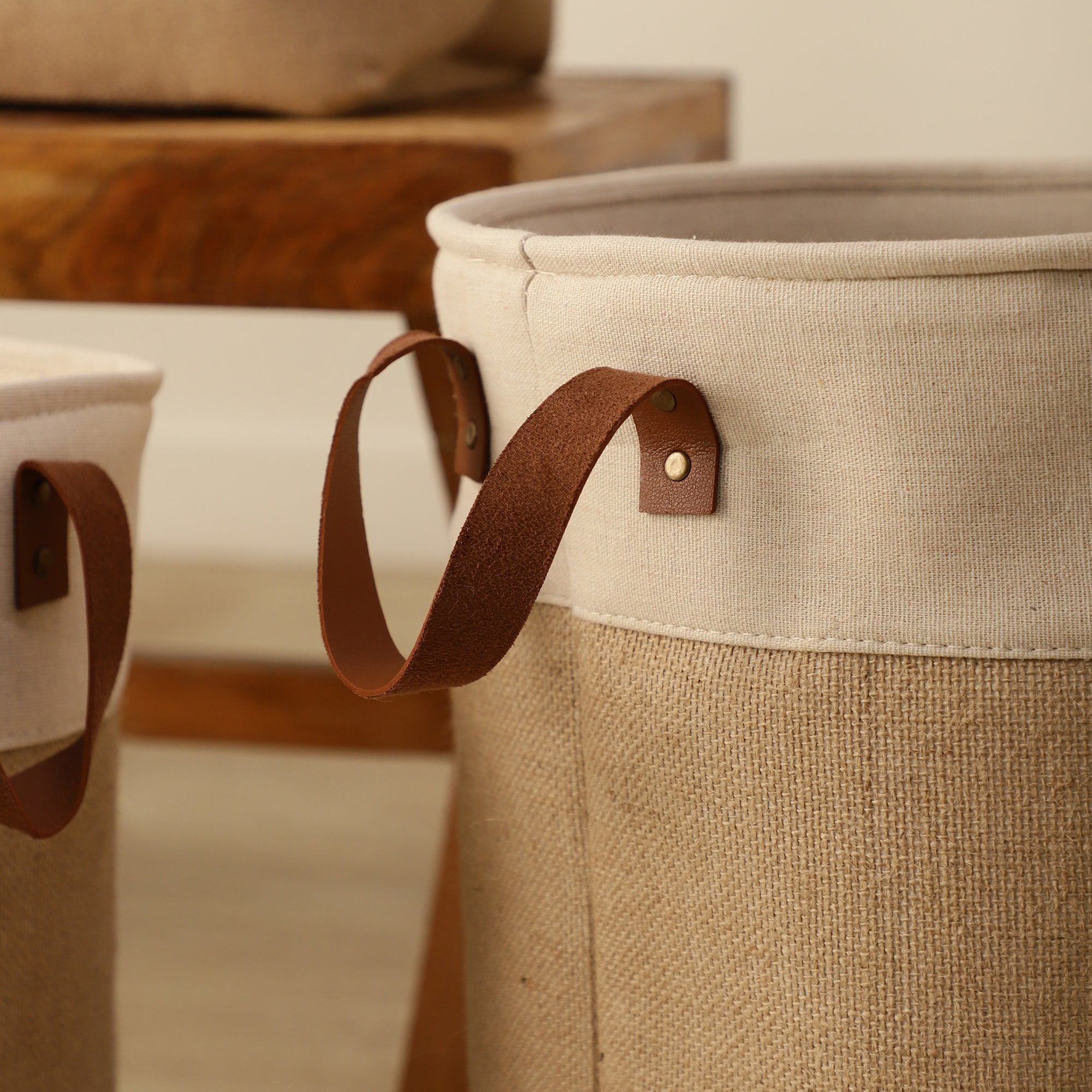 Jute & Hide Storage Tote