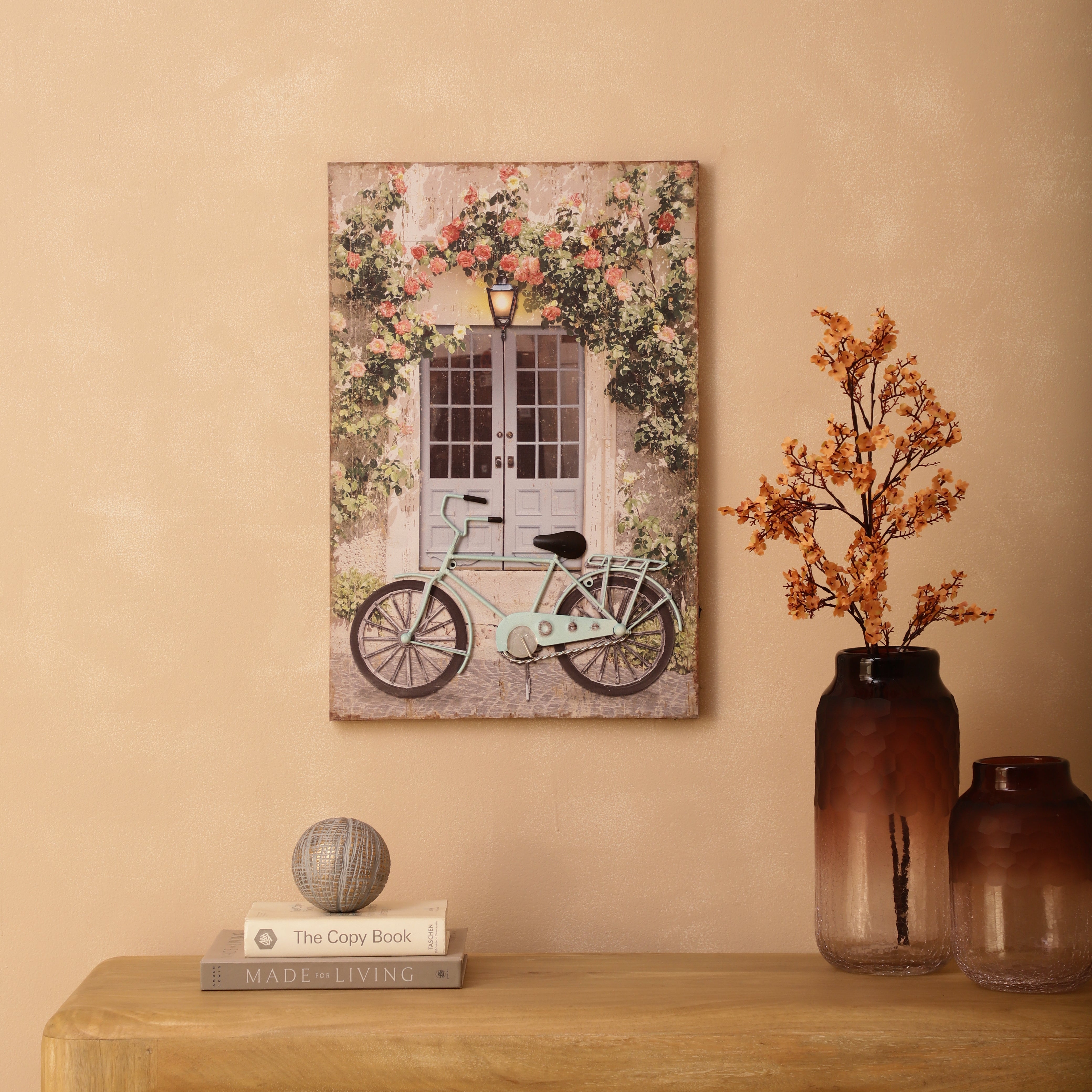 Blue Bicycle Canvas Art with Battery-Powered Light