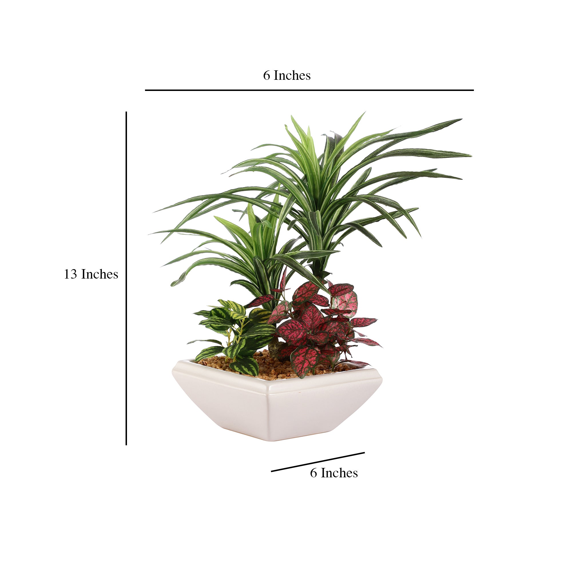 Dracaena and Wandering Jew Faux Bonsai Ceramic Potted Plant