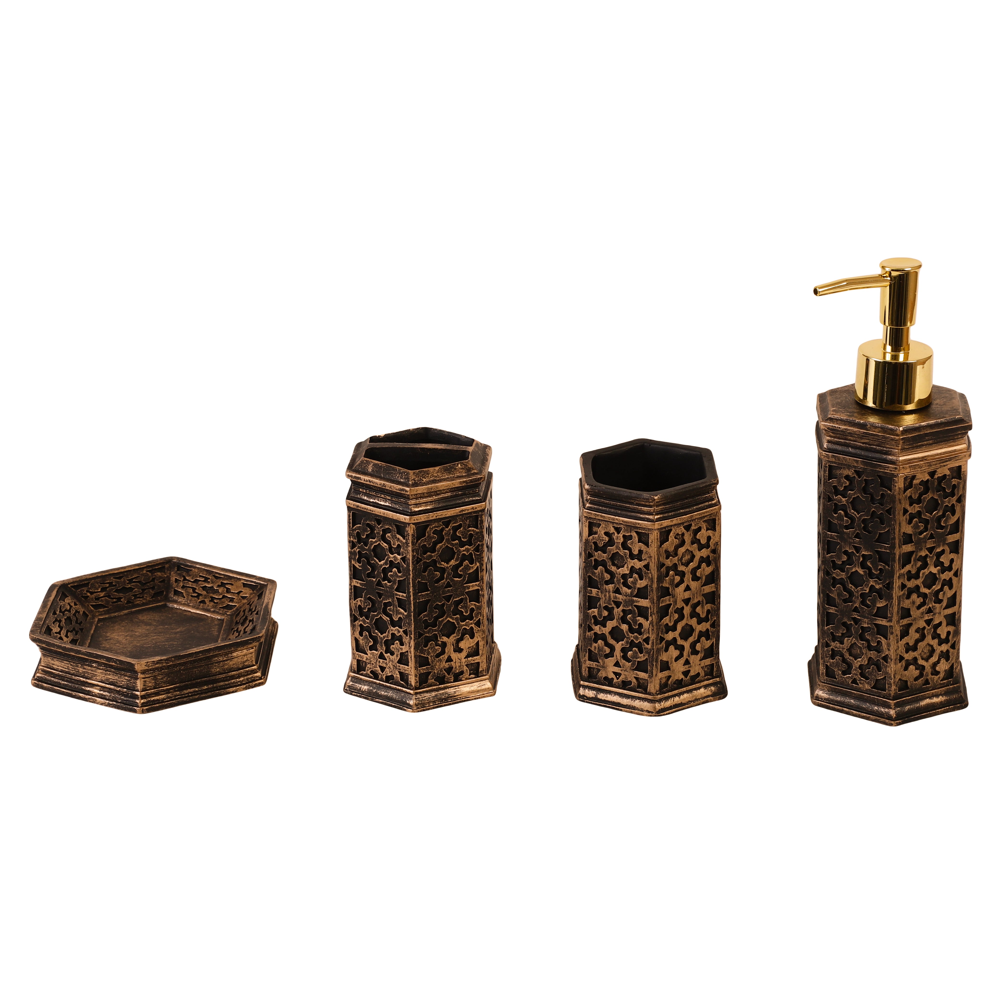 Art Deco 4 Piece Bath Set (Black/Bronze)