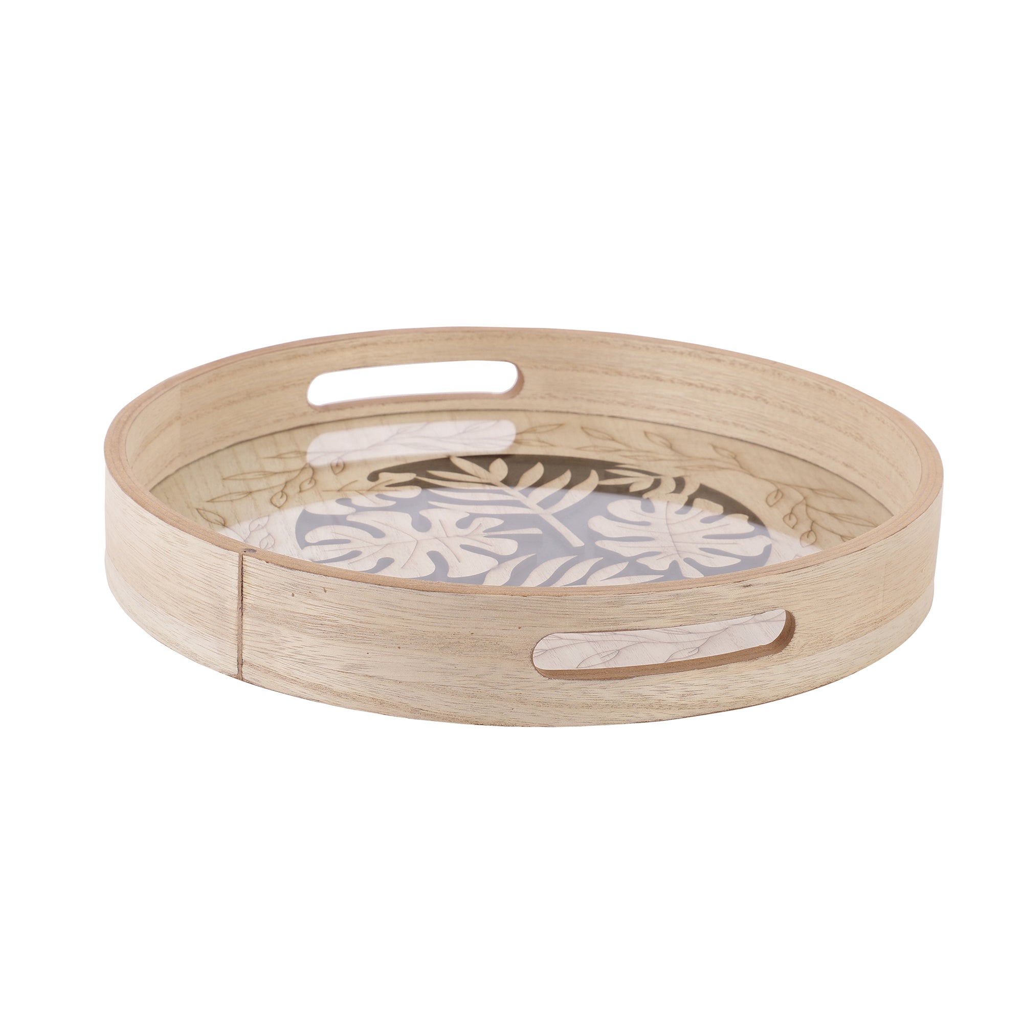 Palm Round Wooden Serving Trays (Set of 2)