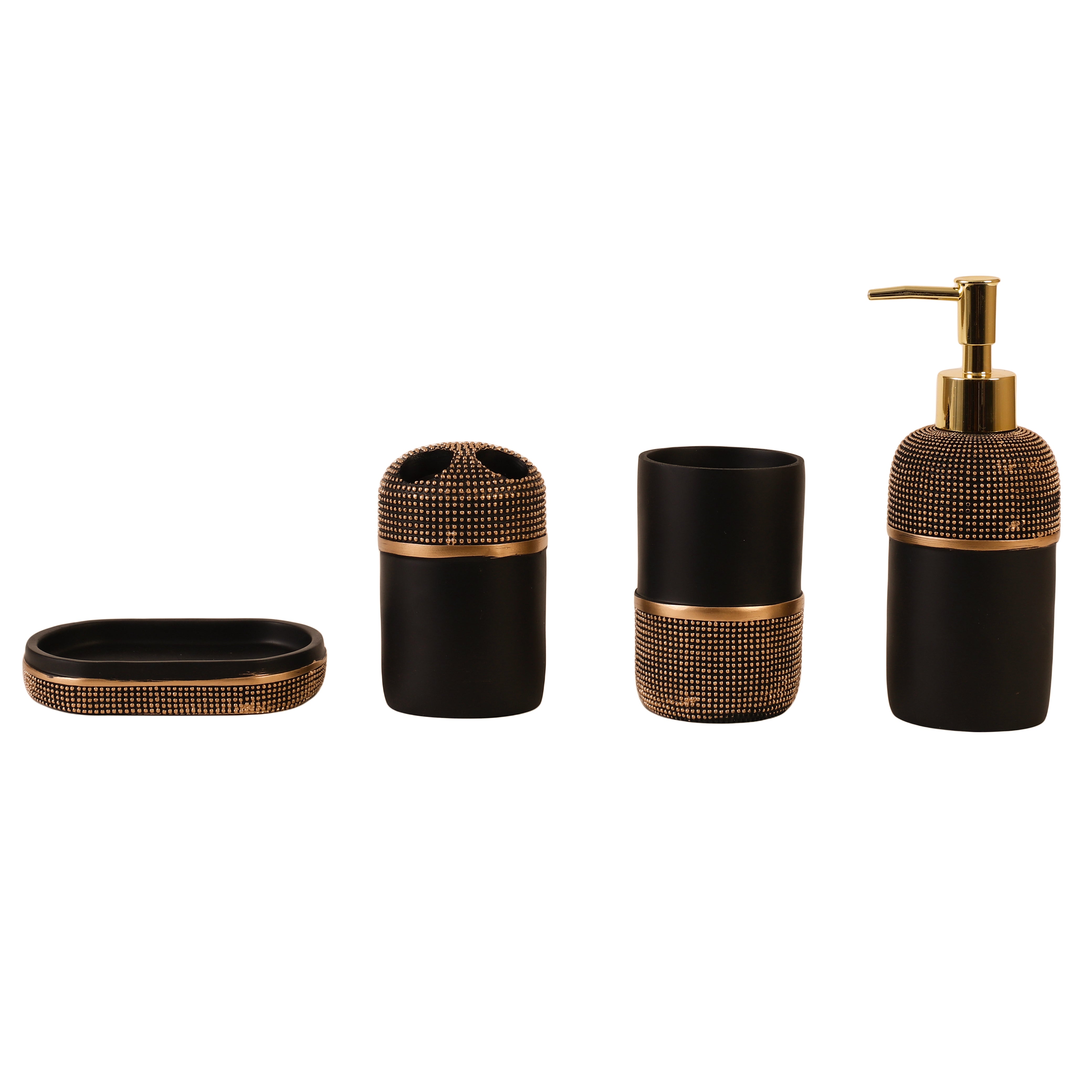 Pebbled Luxe 4 Piece Bath Set (Black/Gold)