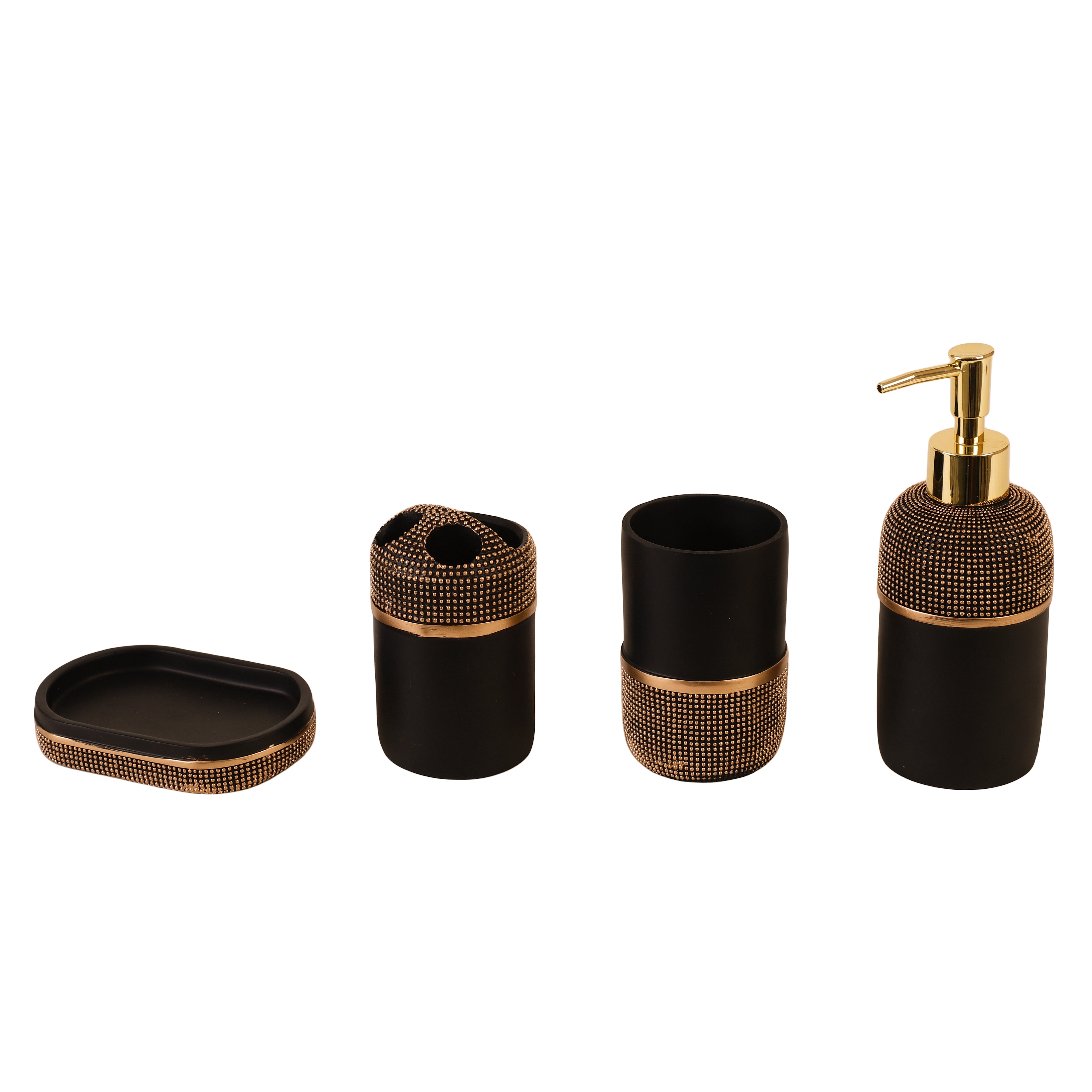 Pebbled Luxe 4 Piece Bath Set (Black/Gold)