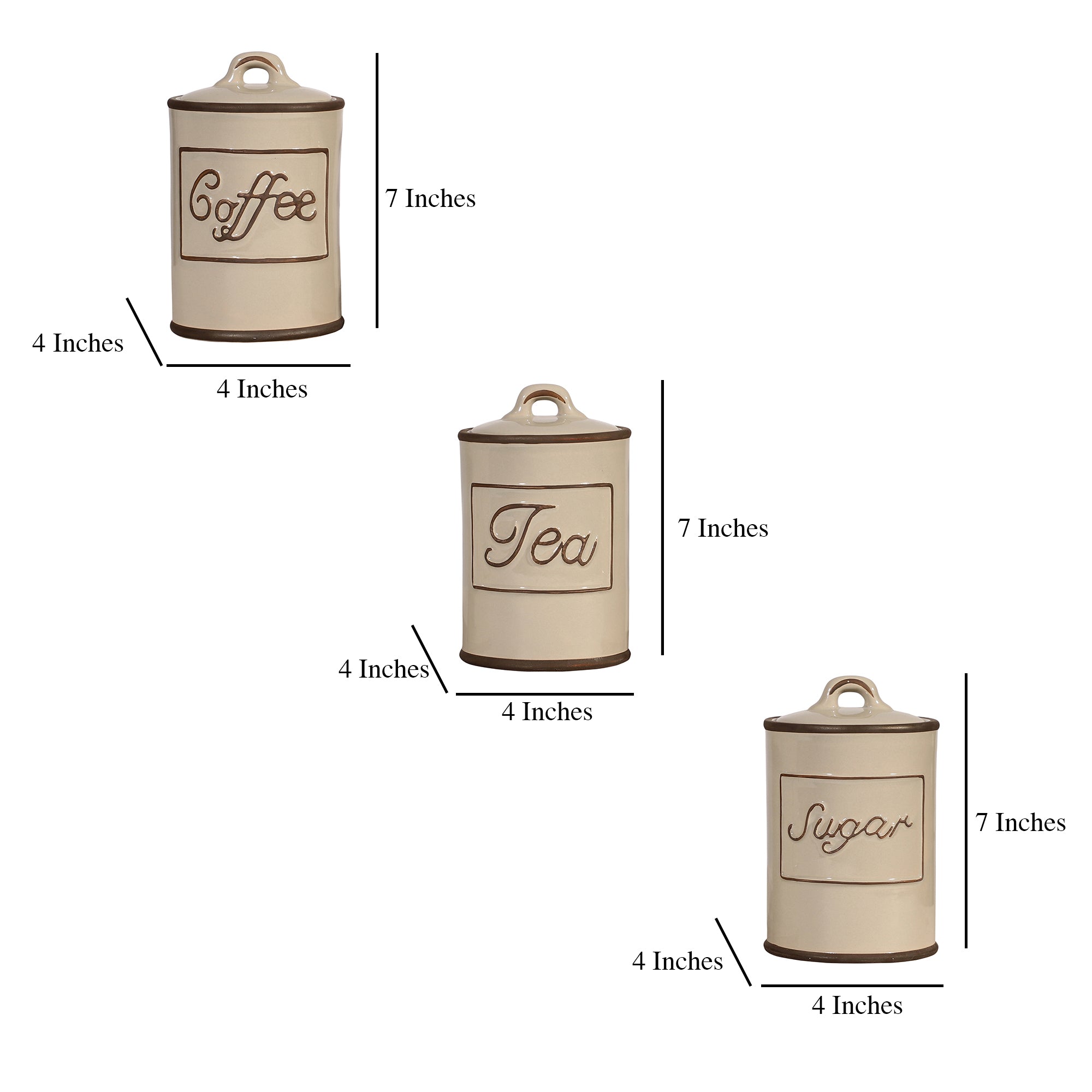 Ceramic Kitchen Jars - Grey (Set of 3)