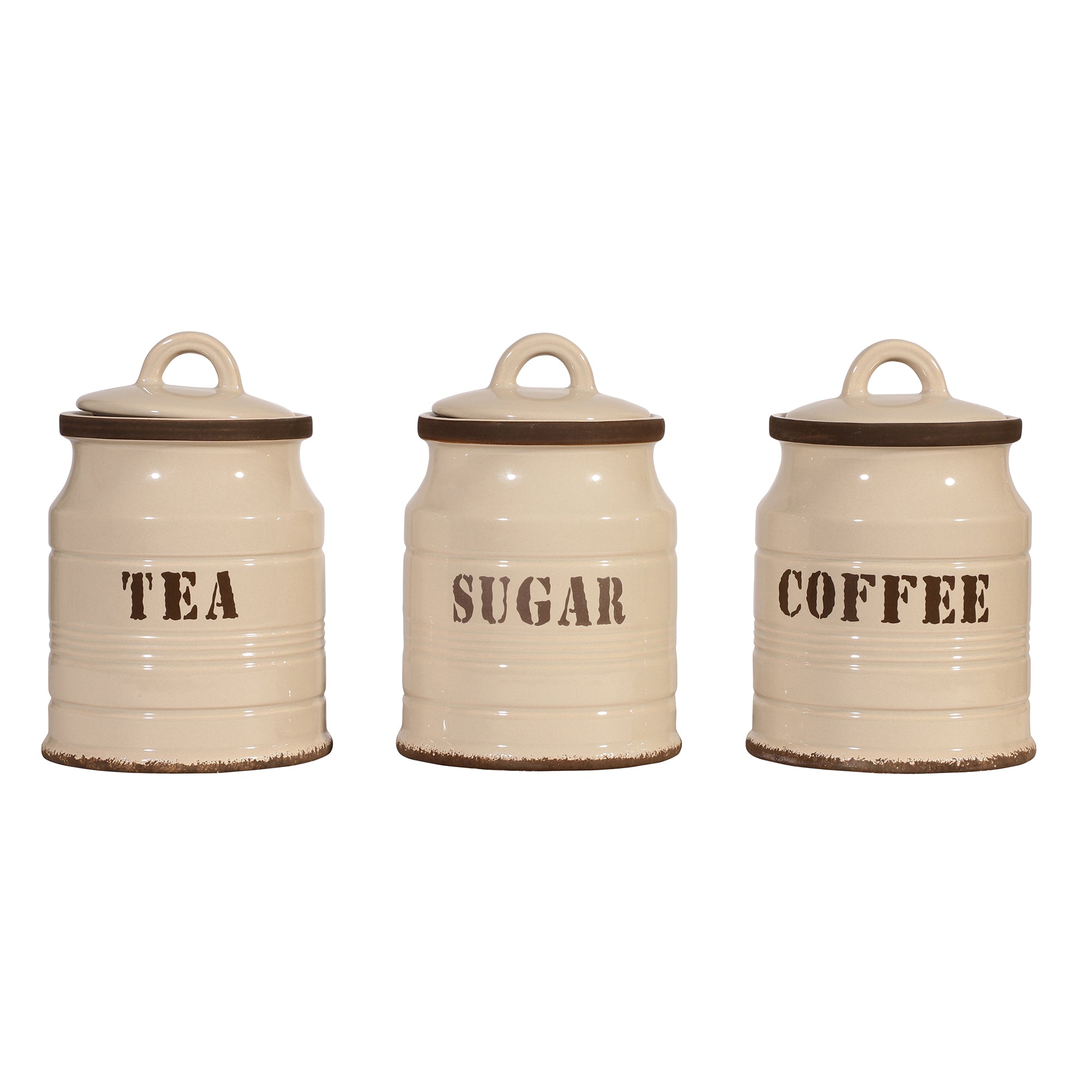 Ceramic Kitchen Jars - Cream (Set of 3)