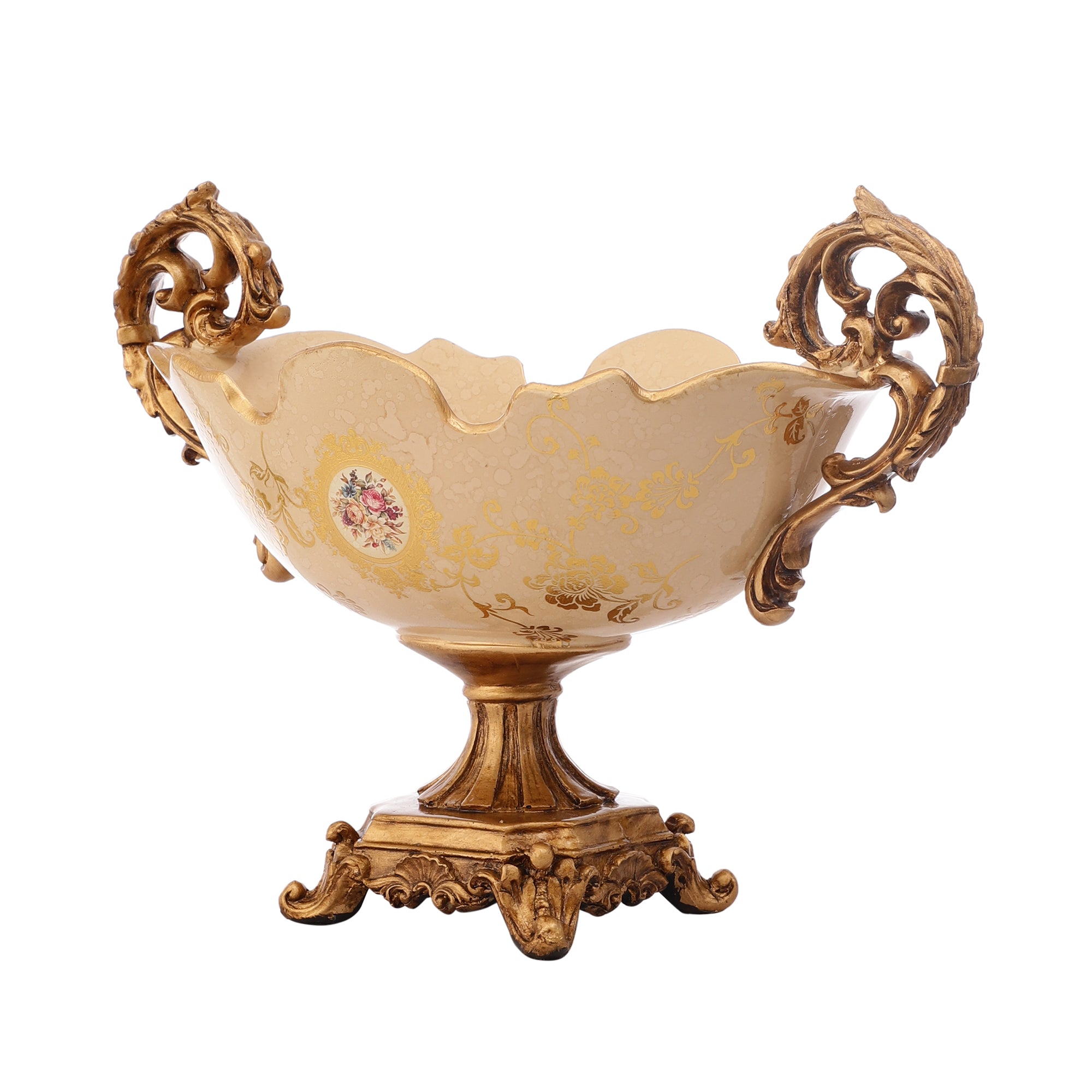 Regalia Gold and Cream Platter with Gold Base
