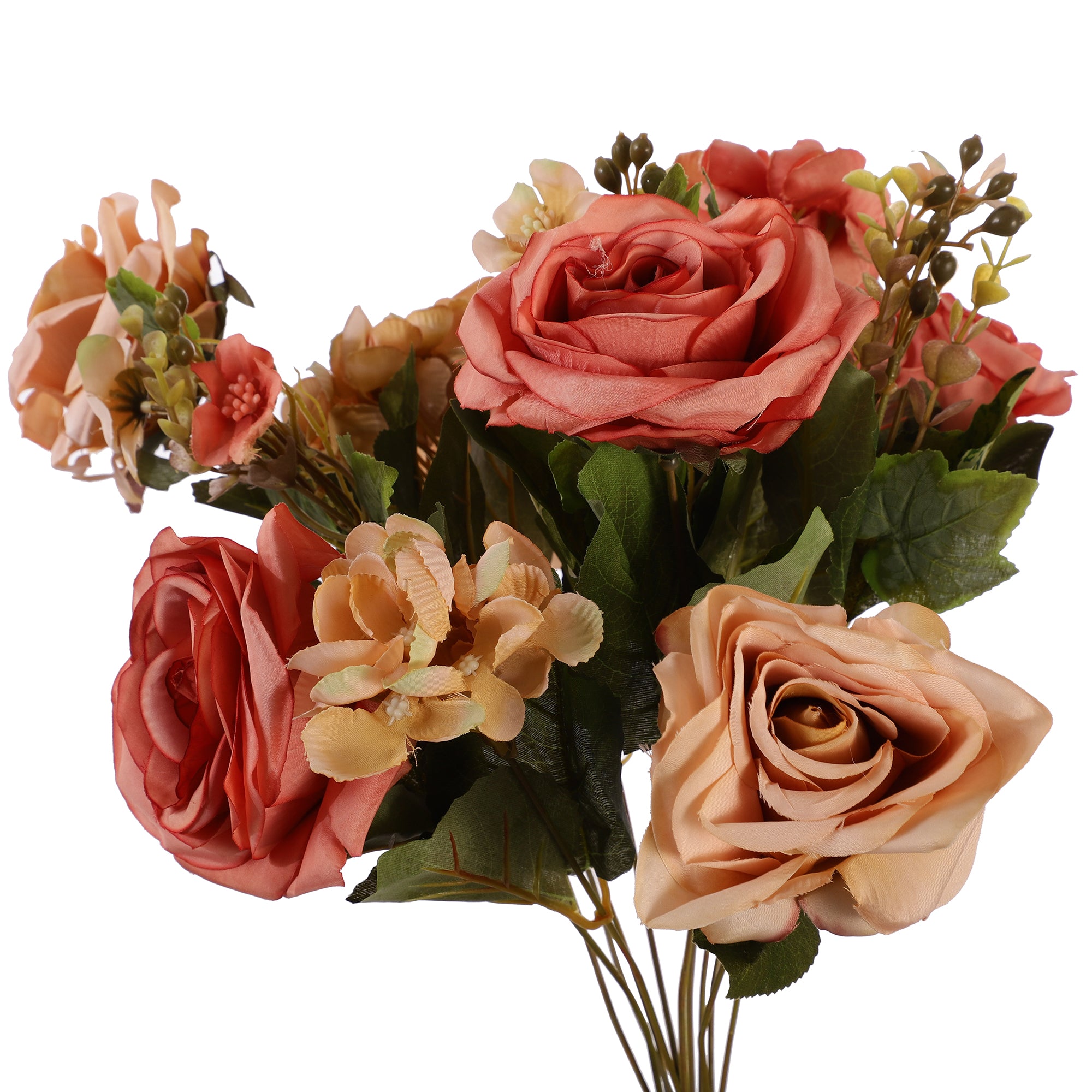 Peach Rose Faux Flower Bunch (Single)