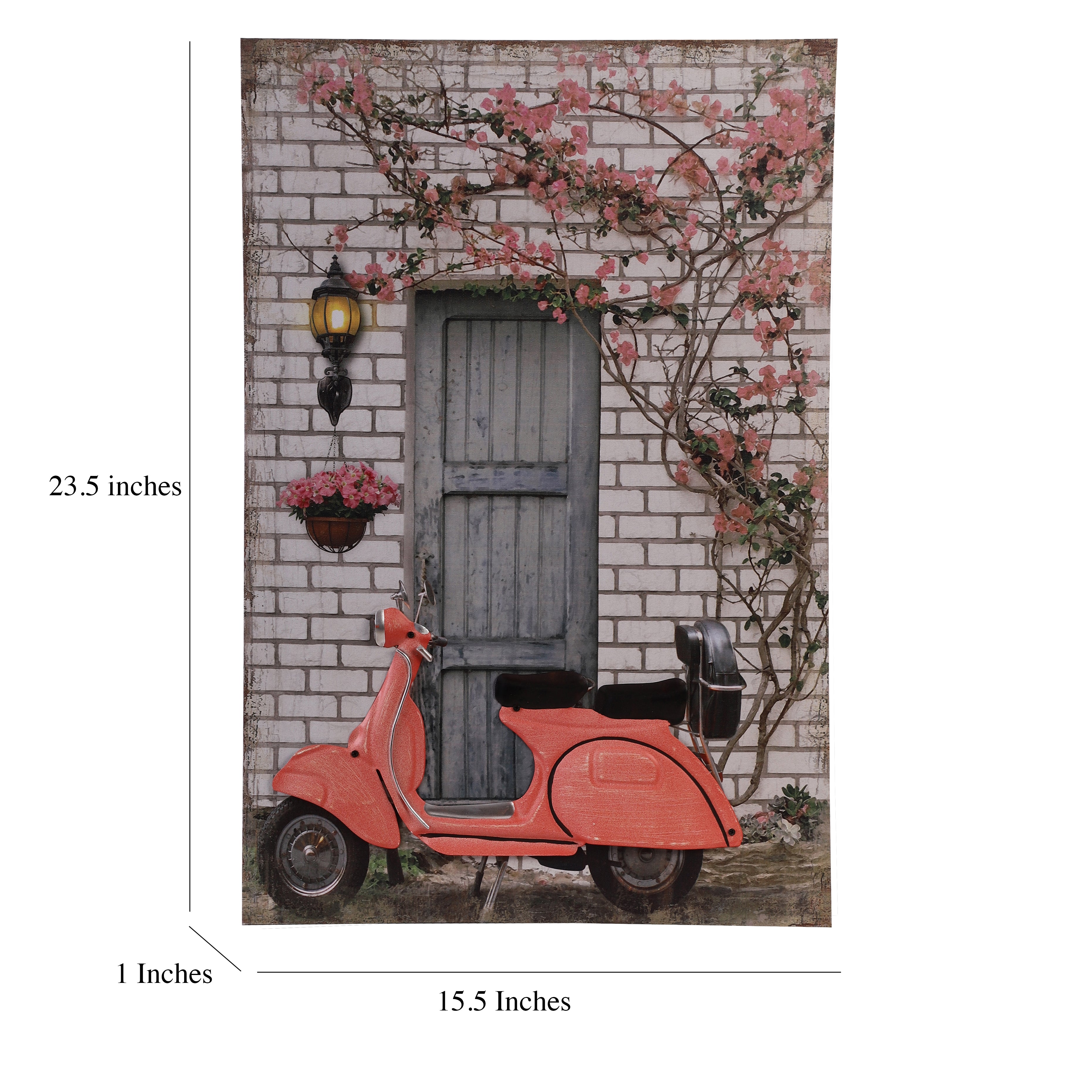 Coral Vespa Canvas Art with Battery-Powered Light