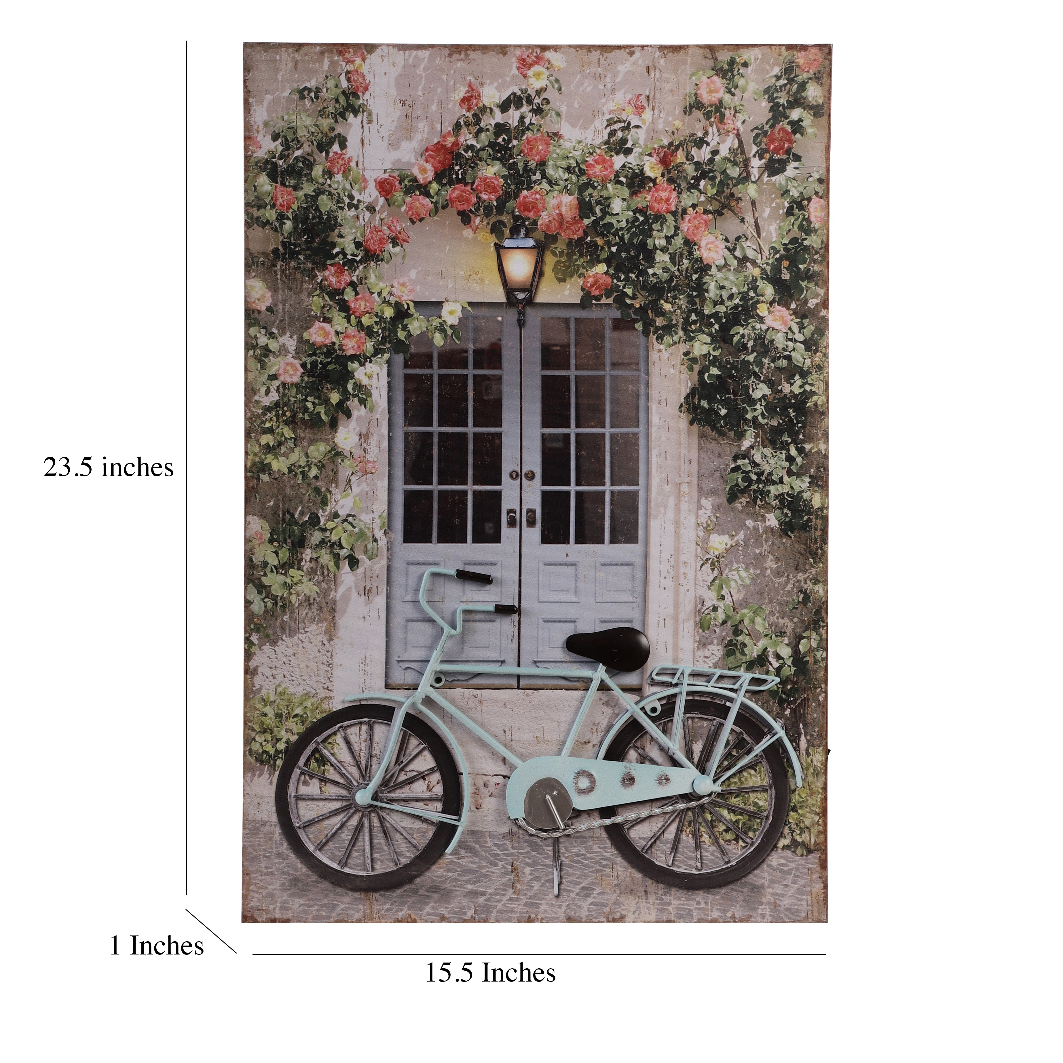 Blue Bicycle Canvas Art with Battery-Powered Light