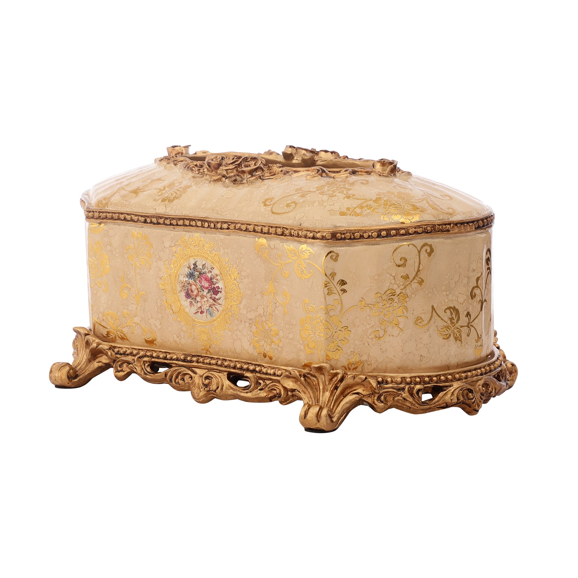 Regalia Gold and Cream Tissue Holder