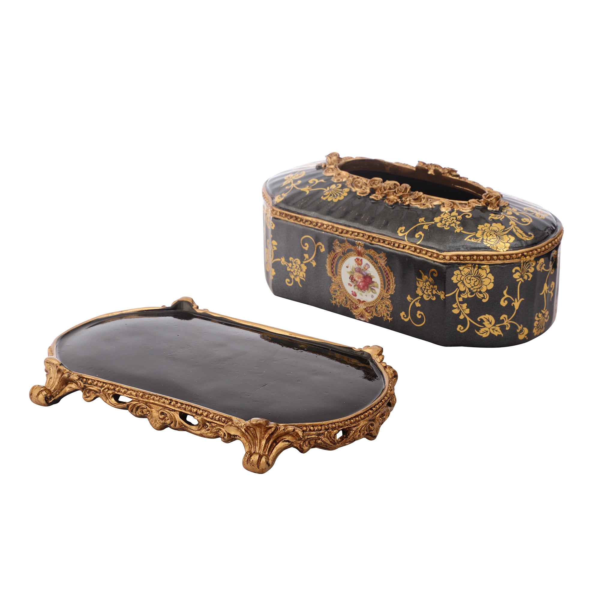 Regalia Gold and Navy Tissue Holder