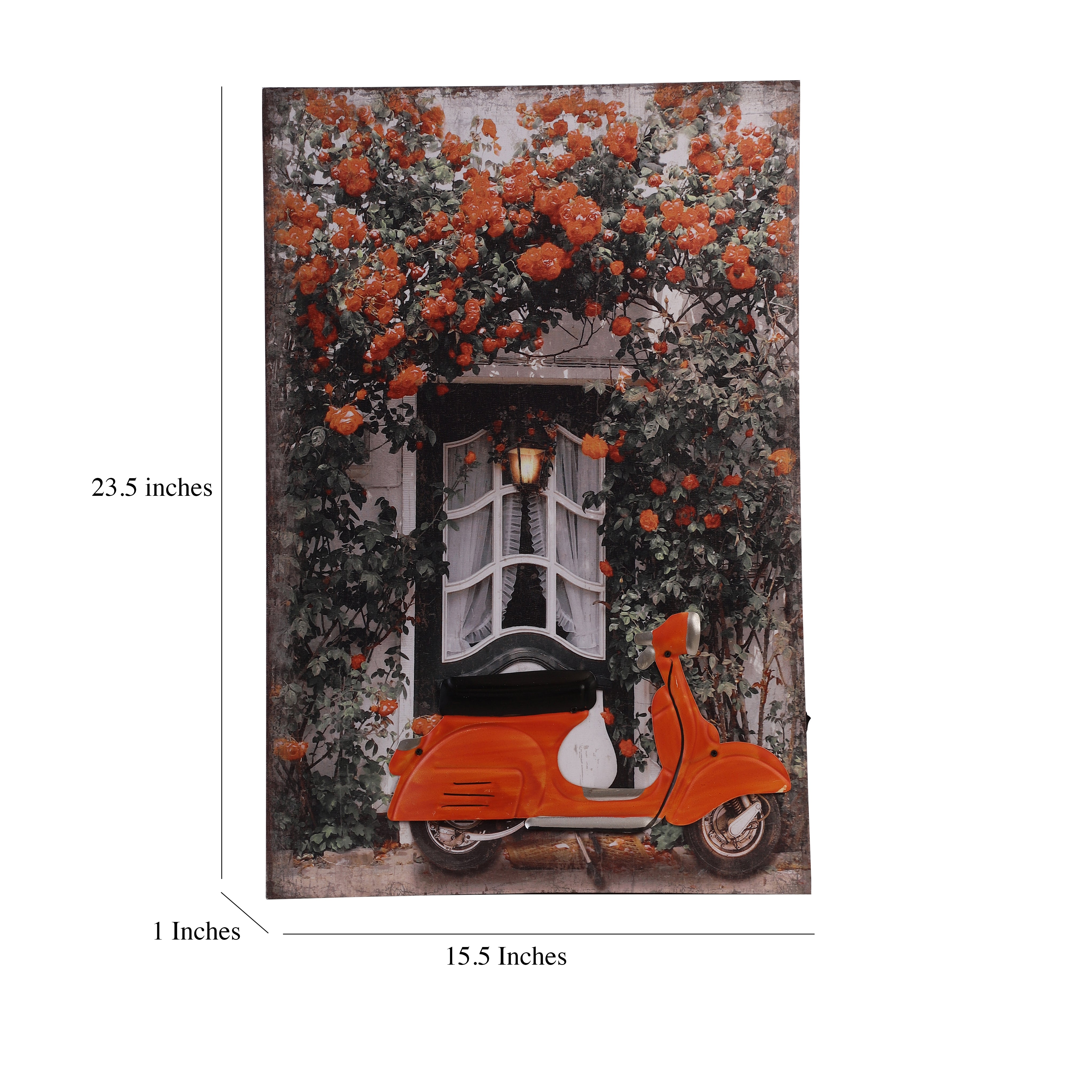 Autumn Vespa & Floral Canvas Art with Battery-Powered Light