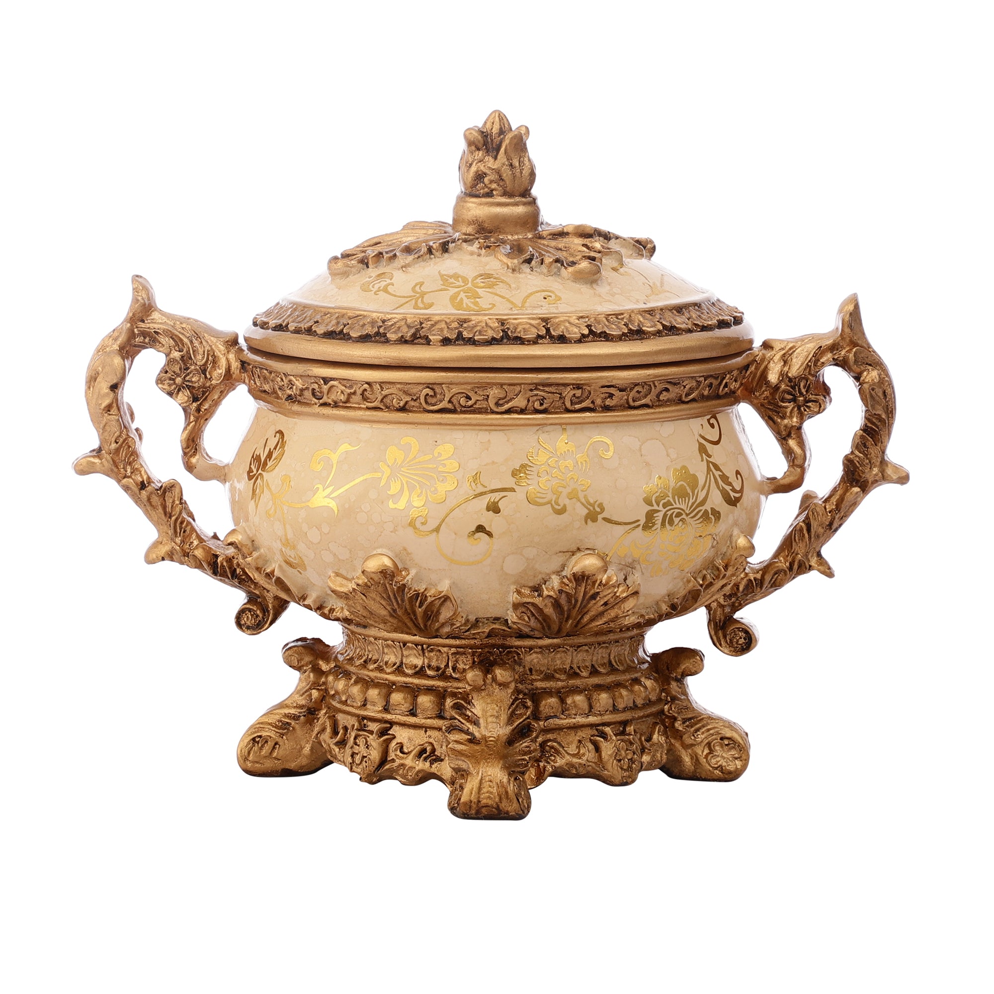 Regalia Gold and Cream Jar with Lid