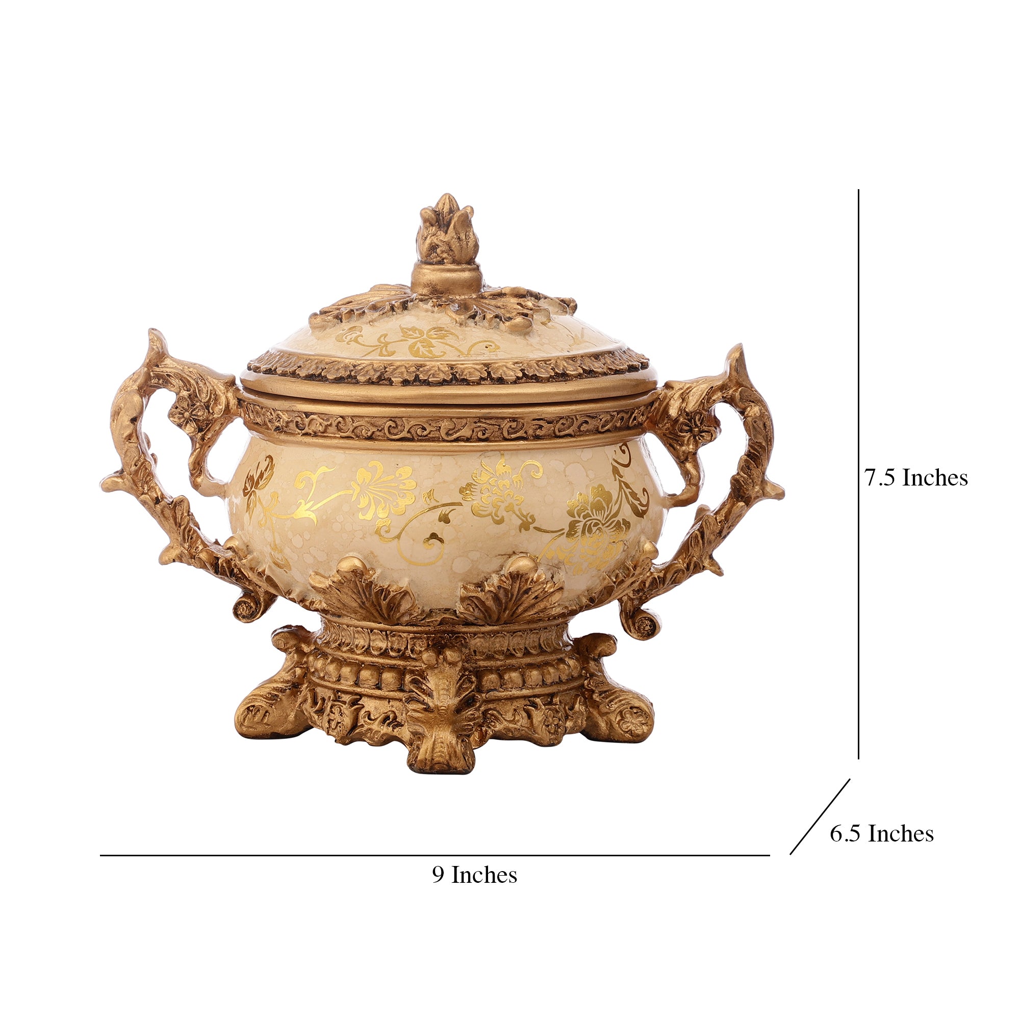Regalia Gold and Cream Jar with Lid