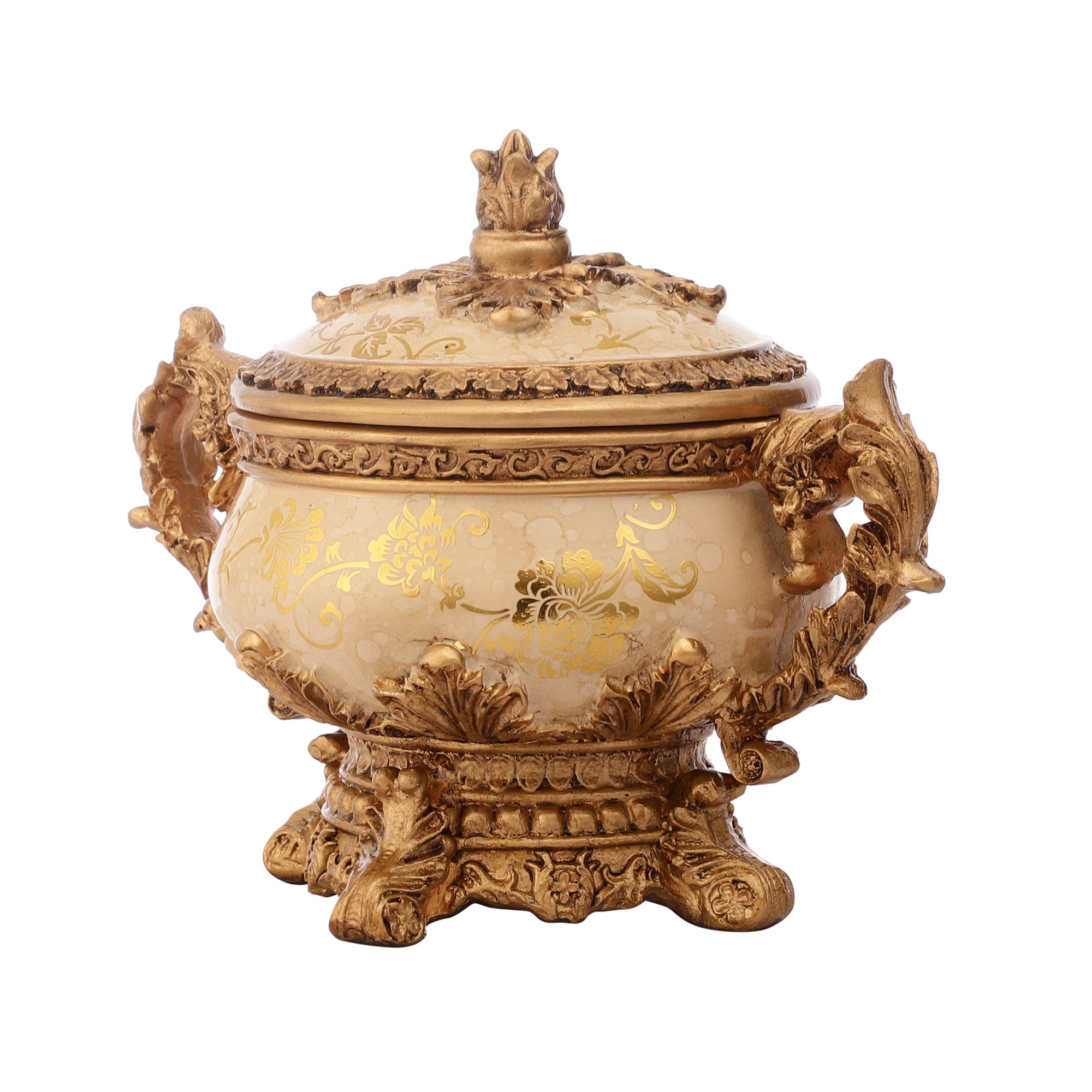 Regalia Gold and Cream Jar with Lid