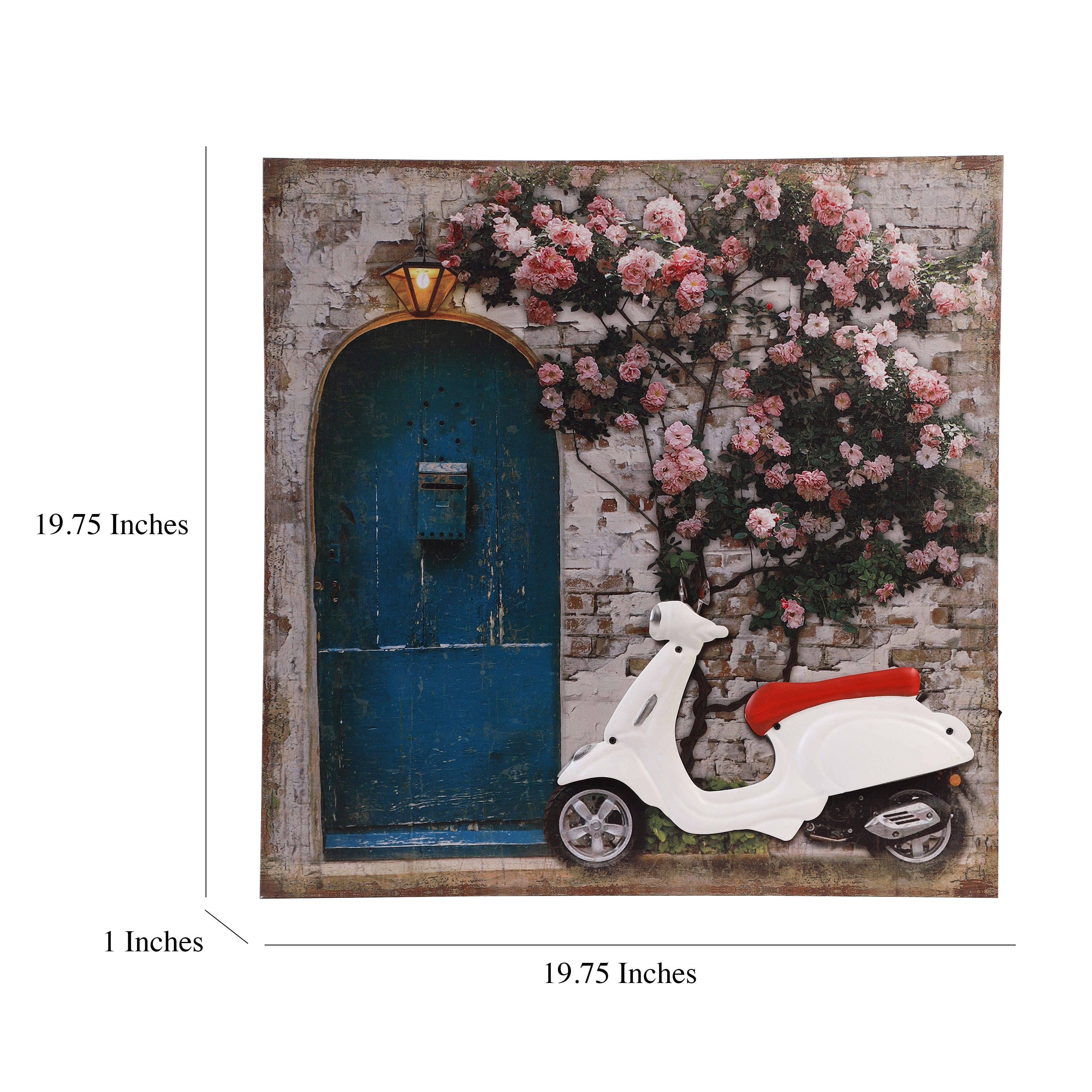 Blue Door & Vespa Canvas Art with Battery-Powered Light