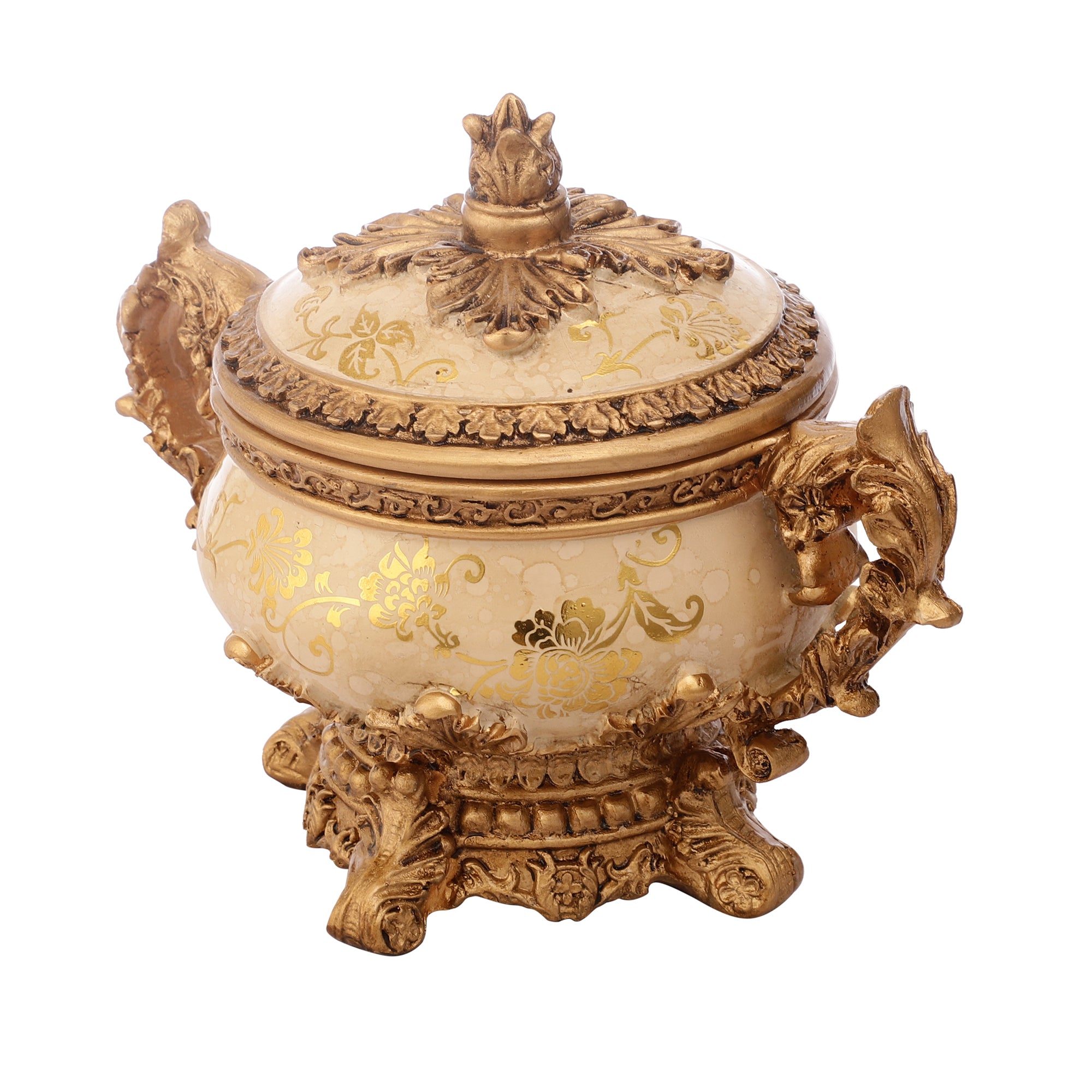 Regalia Gold and Cream Jar with Lid