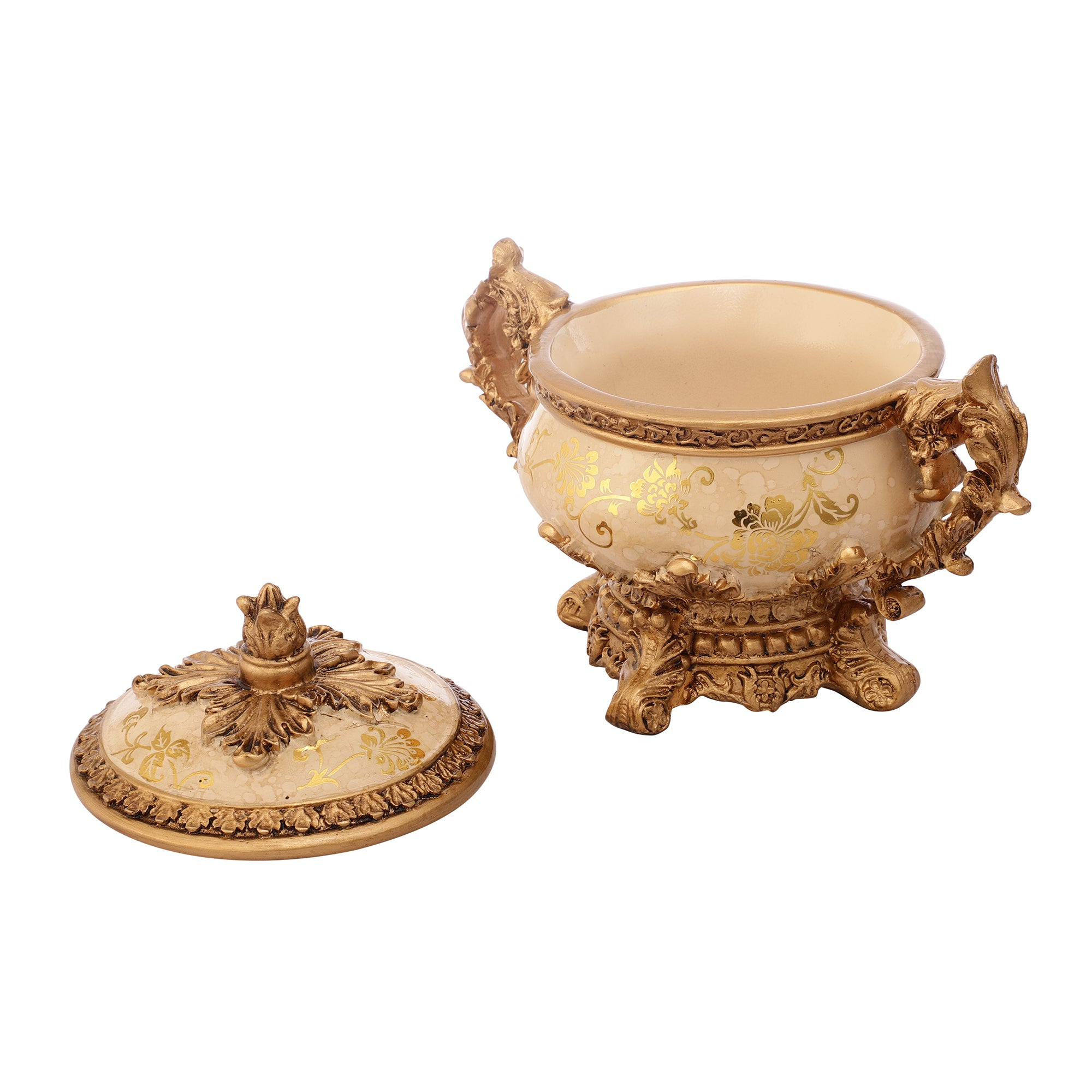 Regalia Gold and Cream Jar with Lid
