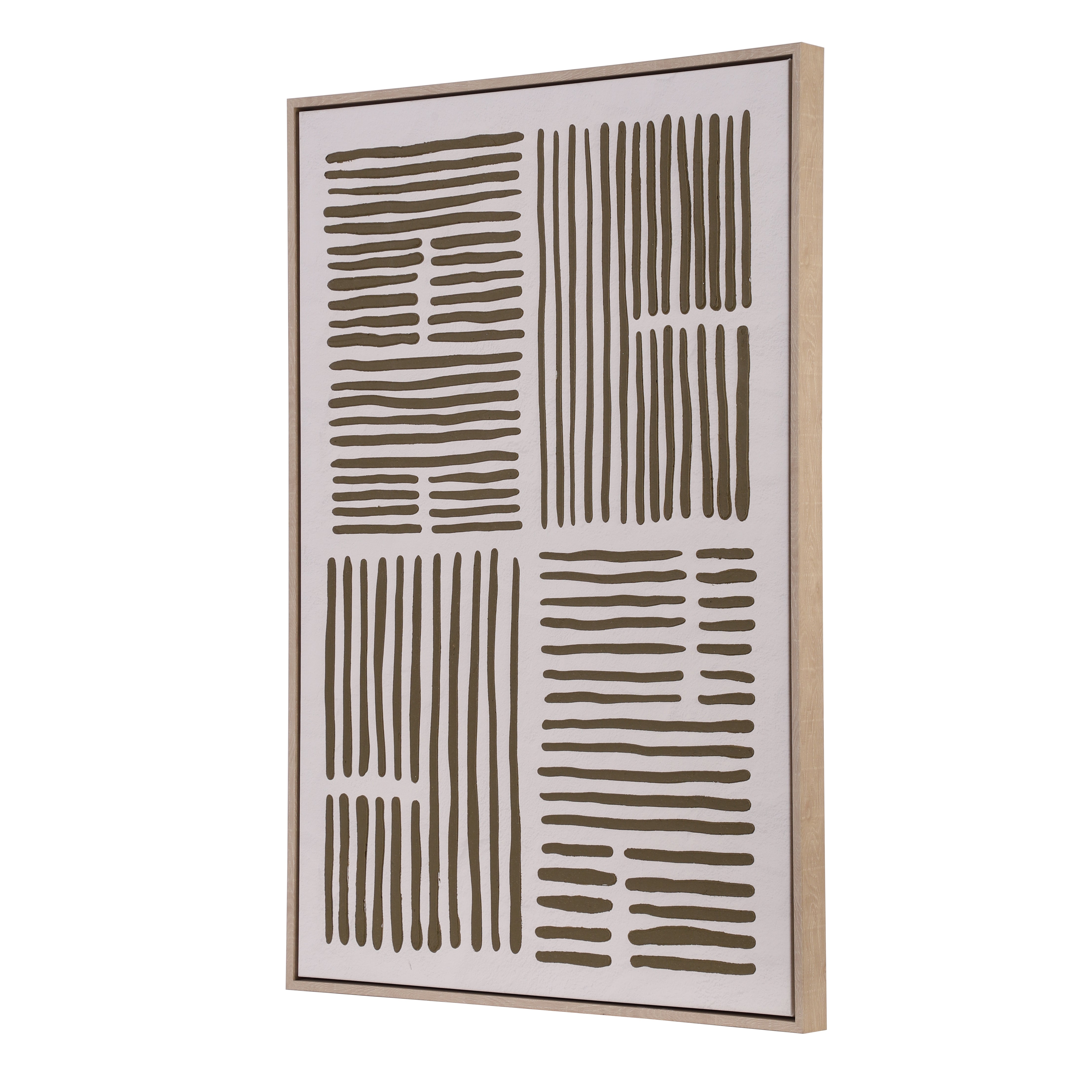 Japandi Textured Grid Framed Canvas Art (Set of 2)