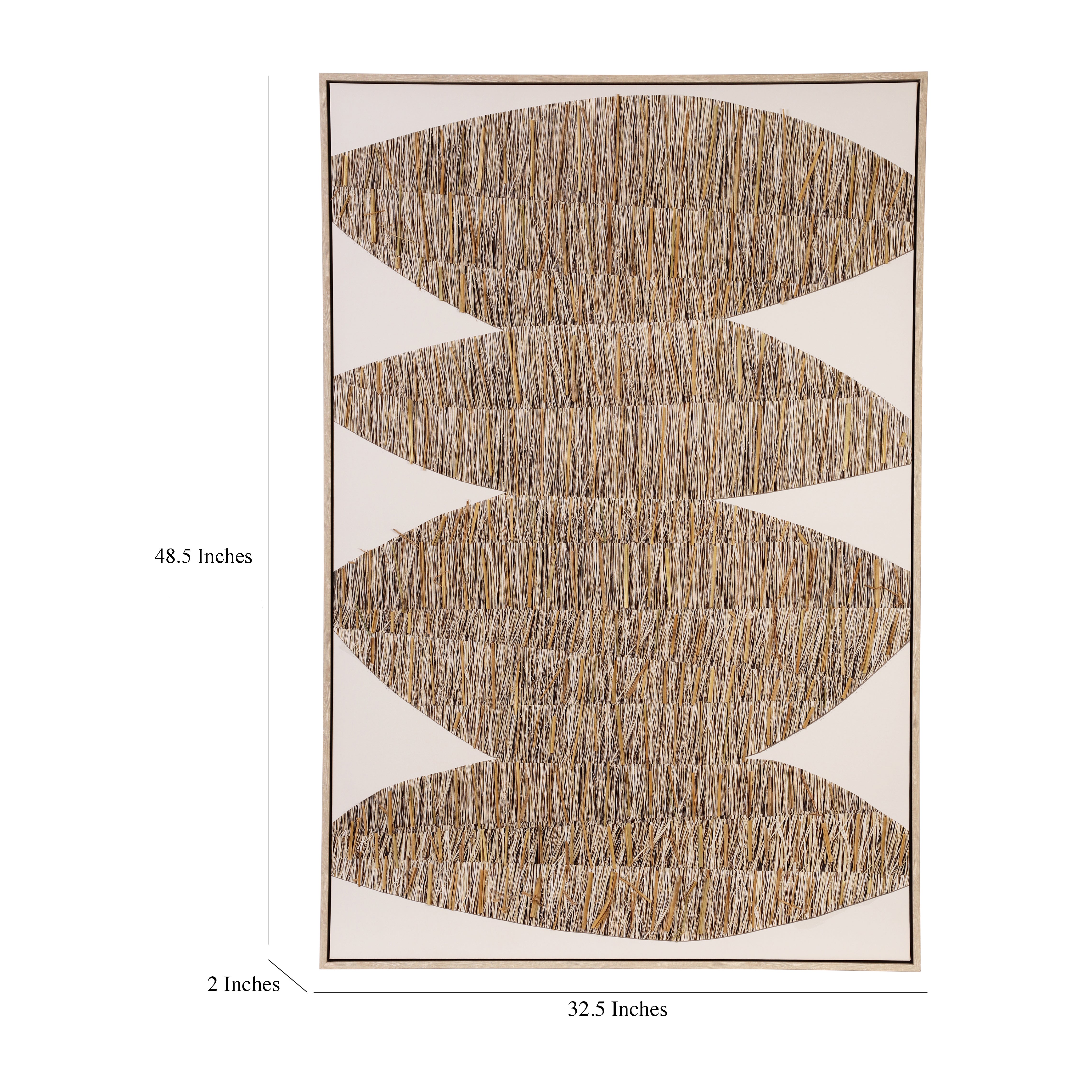 Handcrafted Straw Oval Motif Canvas Wall Art