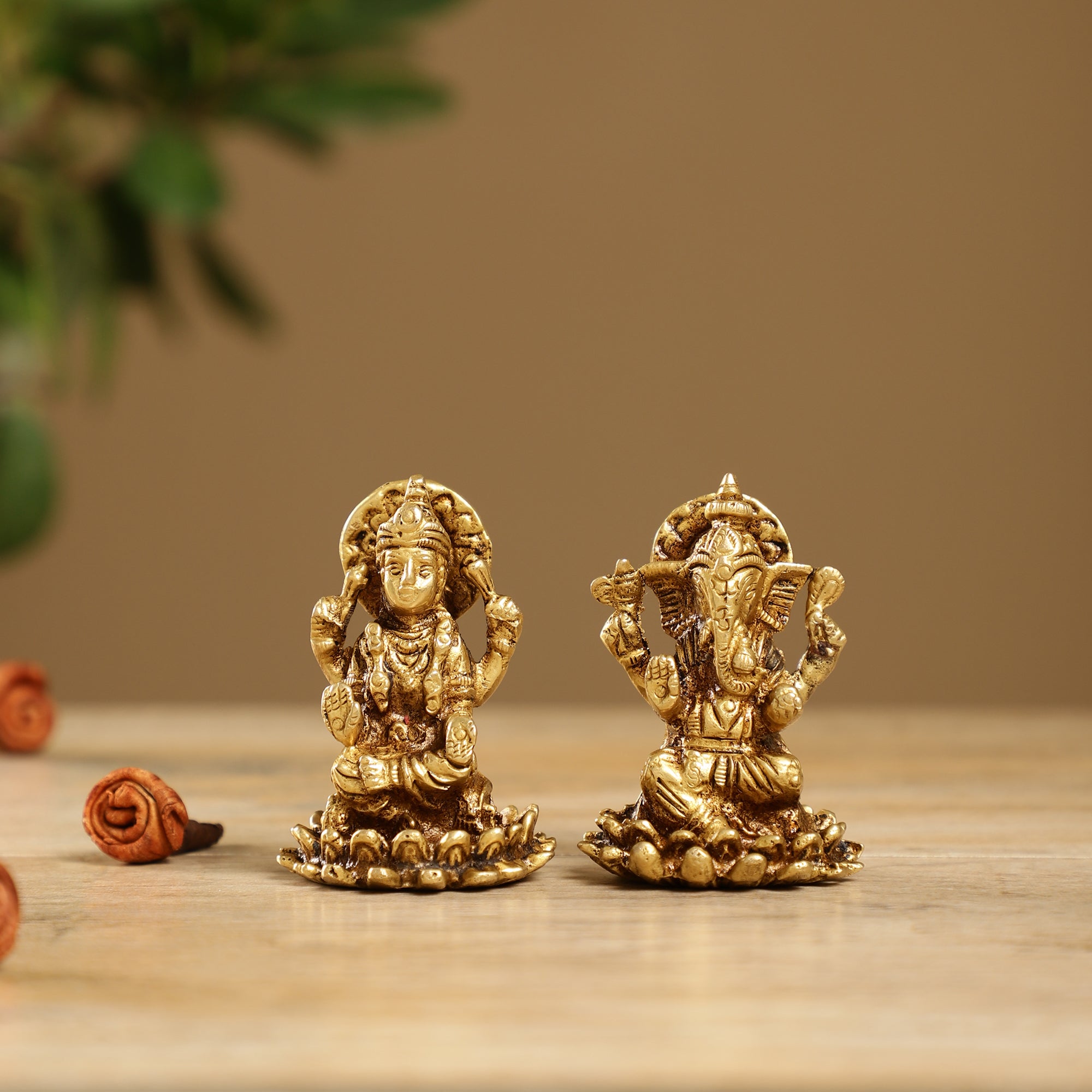 Ganesh Lakshmi Brass Idols (Set of 2)