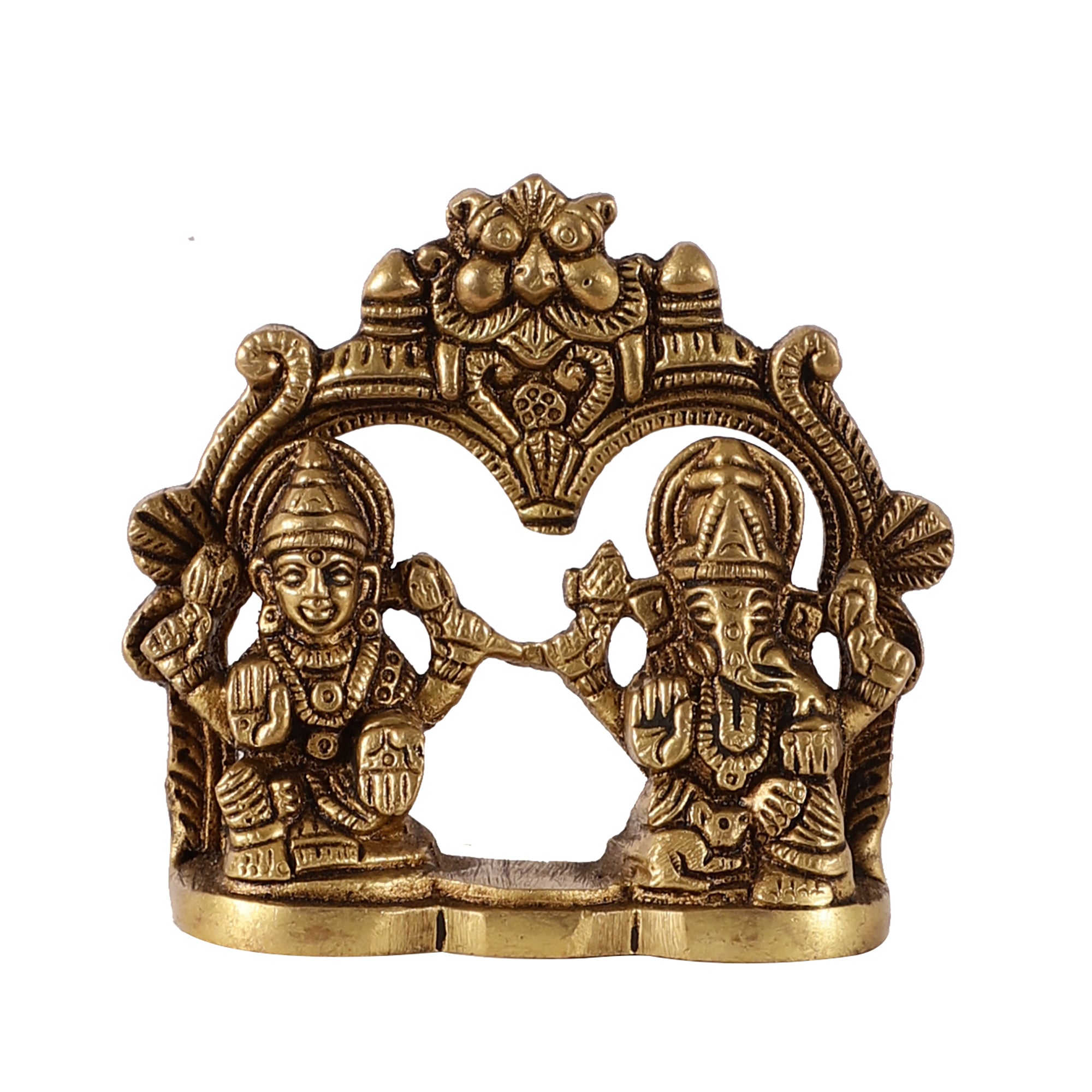 Ganesh Lakshmi Brass Idol (Gold Finish)