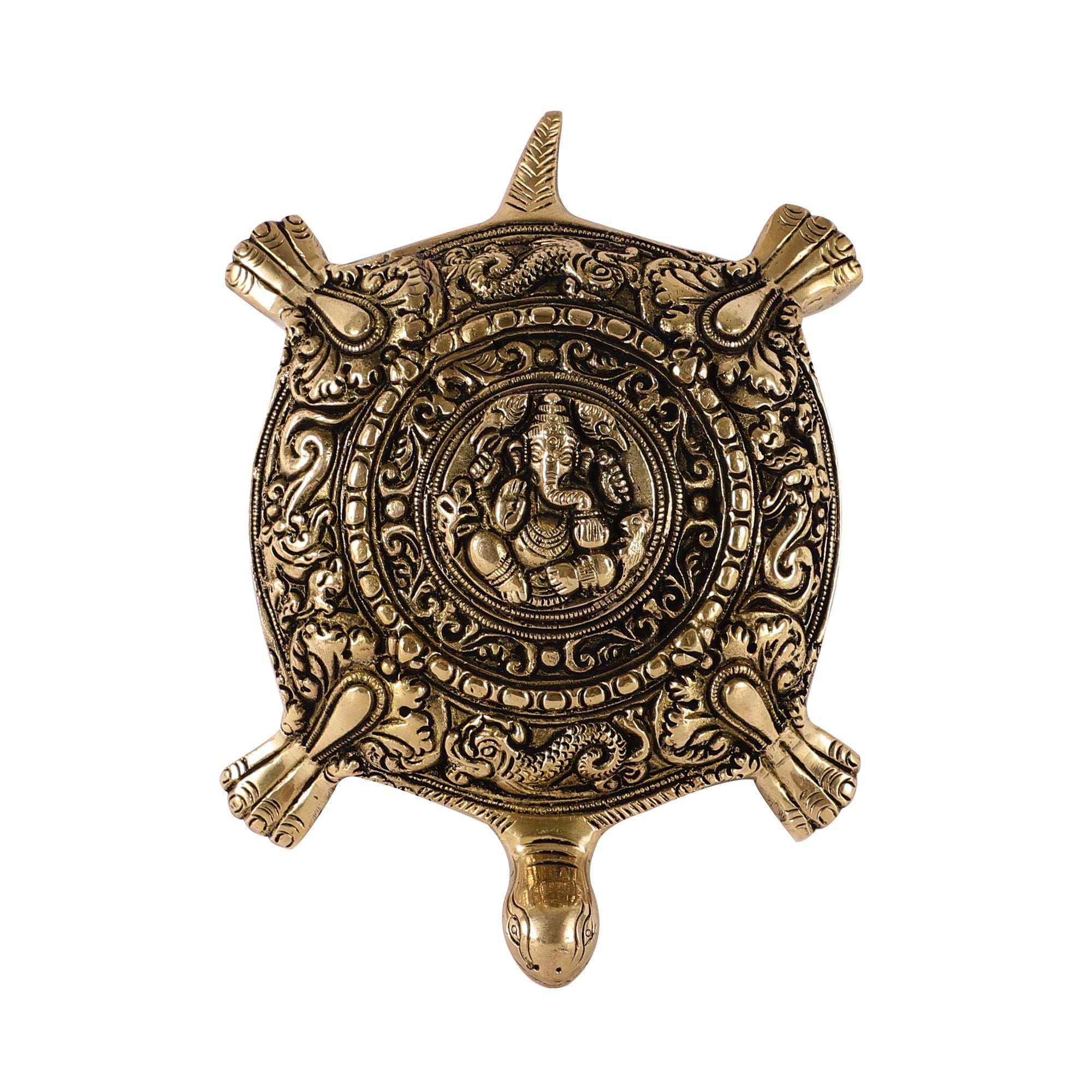 Lord Ganesh Mounted Brass Turtle