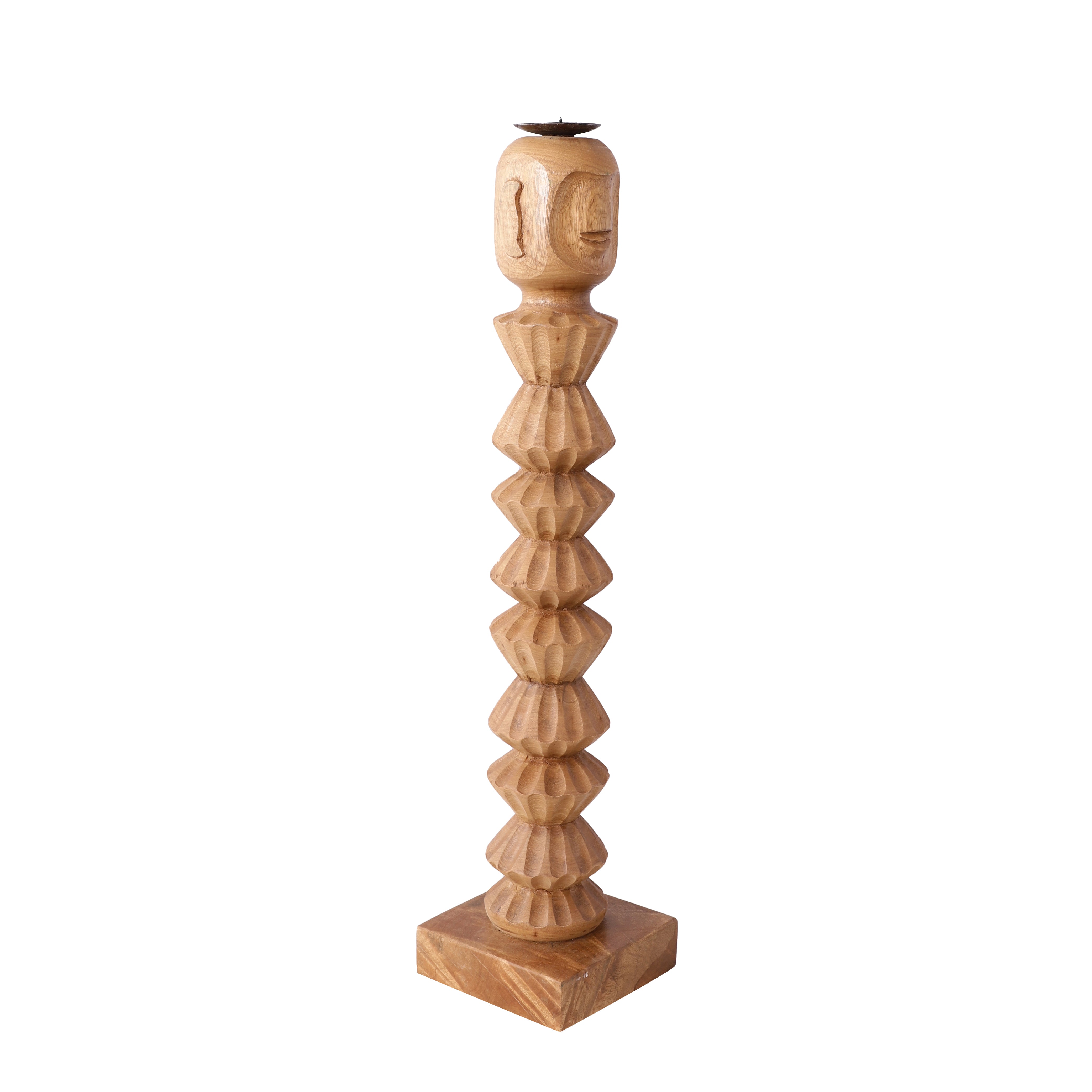 Wooden Face Candle Stand