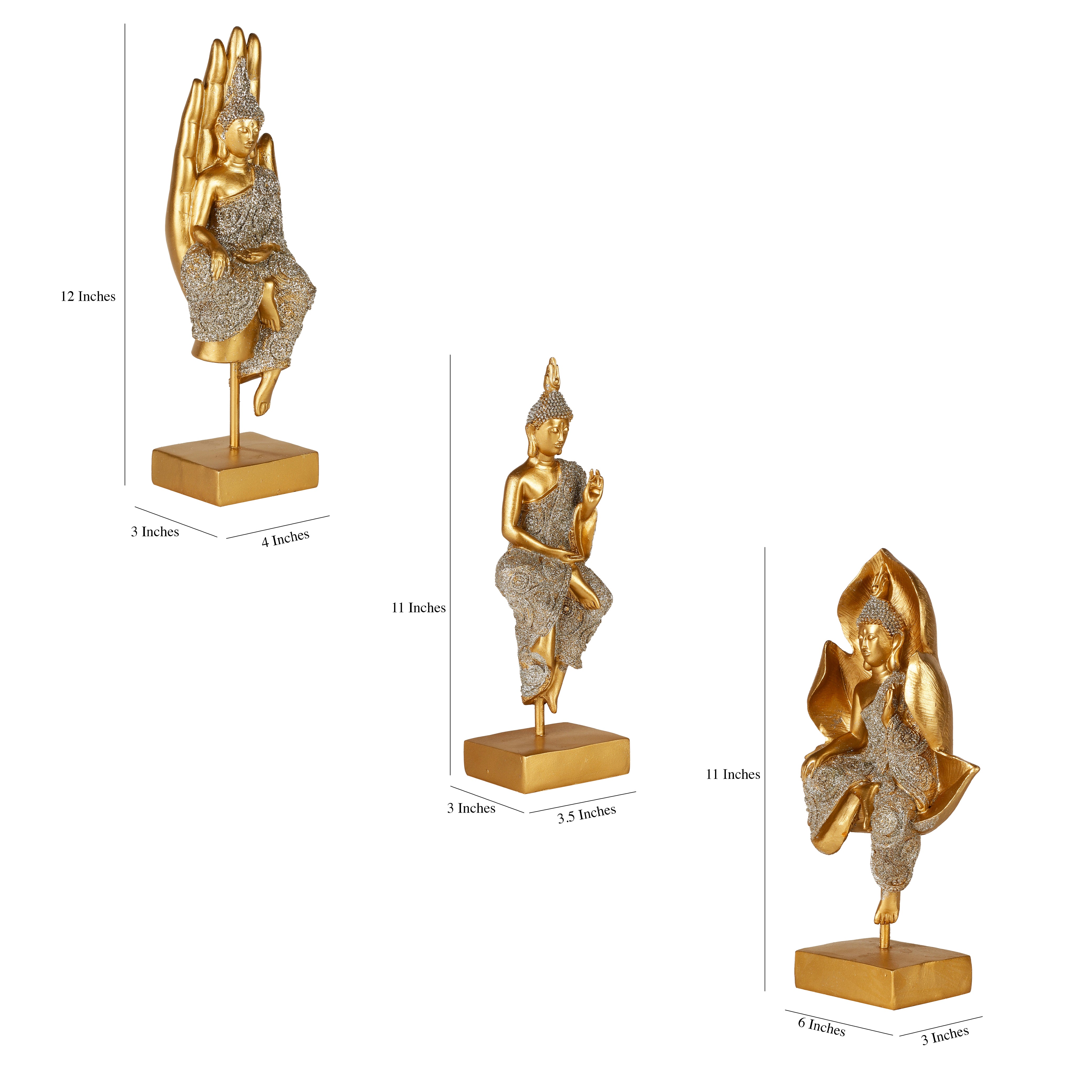 Shimmering Gold Buddhas (Set of 3)