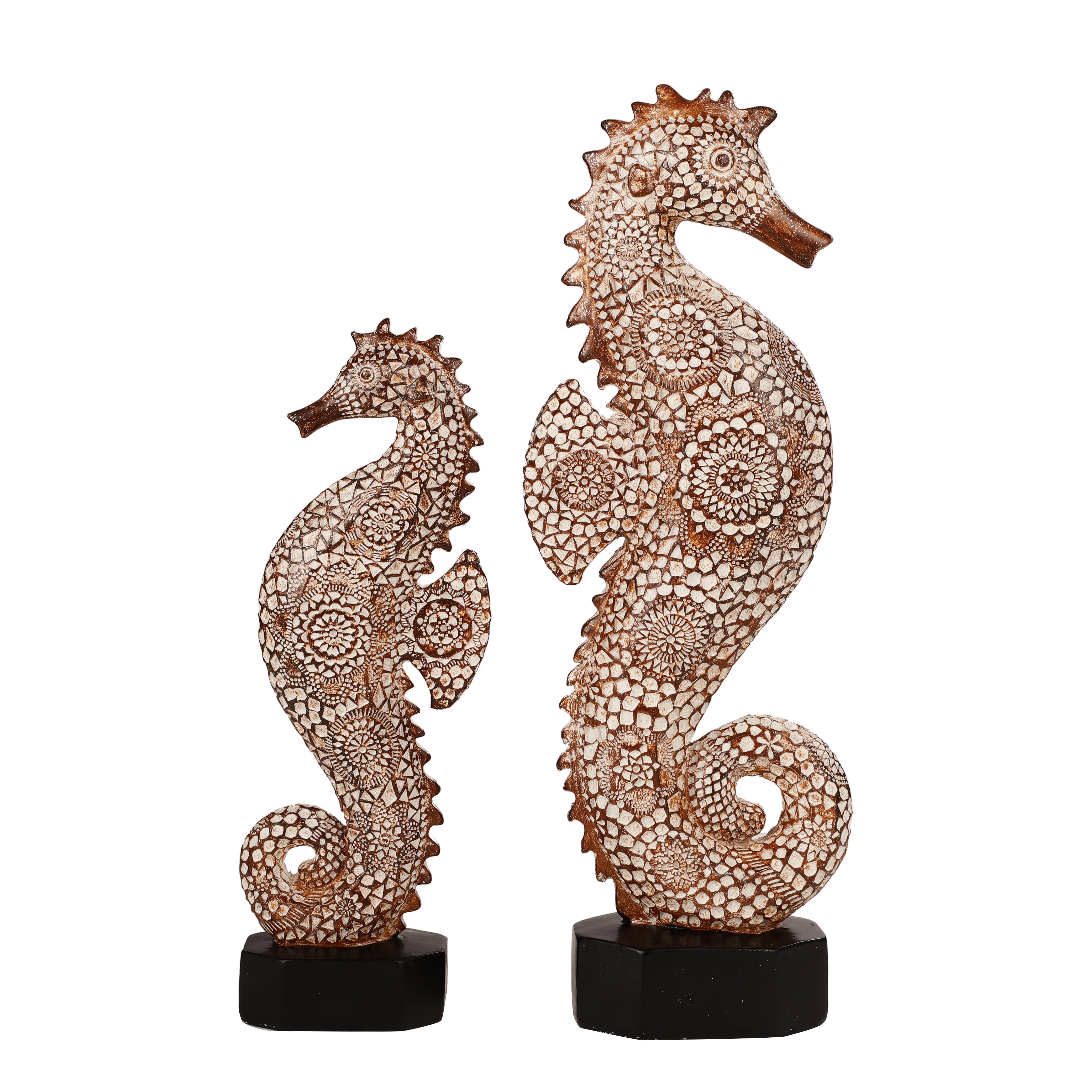 Elegant Seahorse Duo Statues (Set of 2)