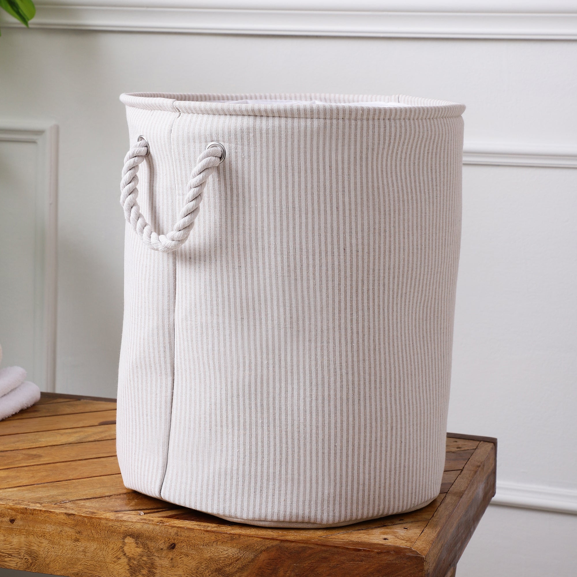 Cottage Stripe Laundry Basket (Single)