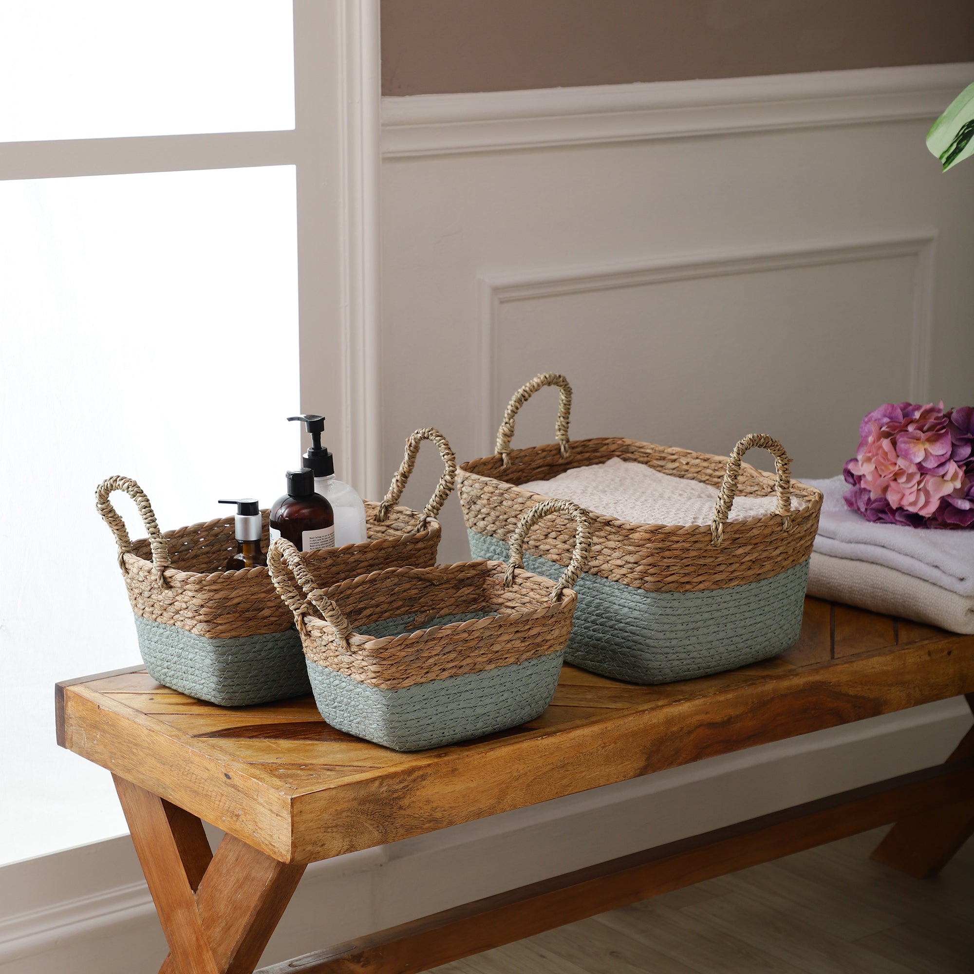 Coastal Braids Storage Bins - Blue (Set of 3)