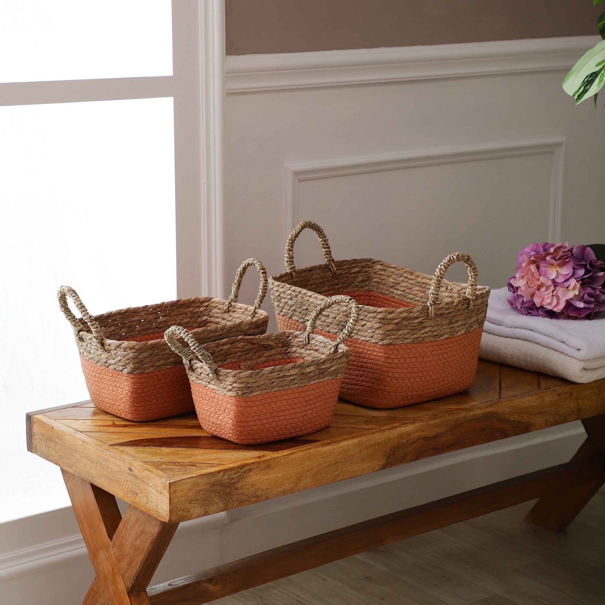 Coastal Braids Storage Bins - Pink (Set of 3)