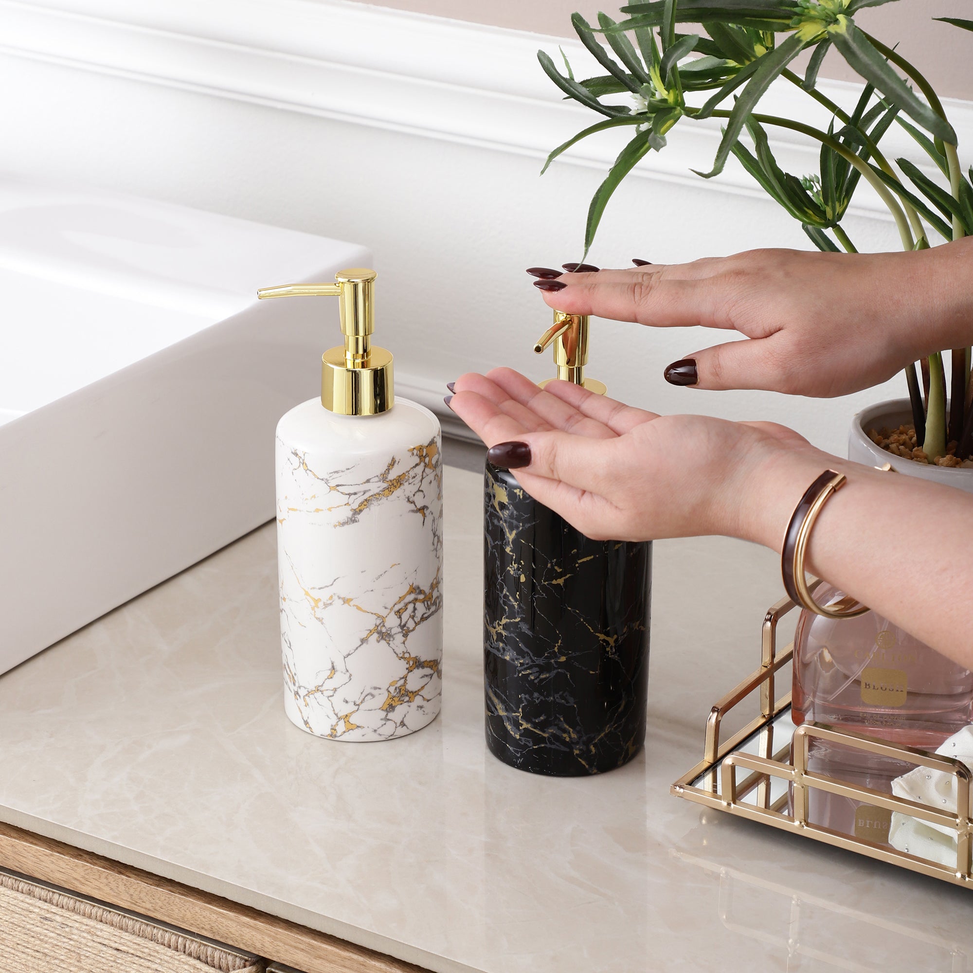 Tall Marble Pattern Soap/Lotion Dispenser (Single)