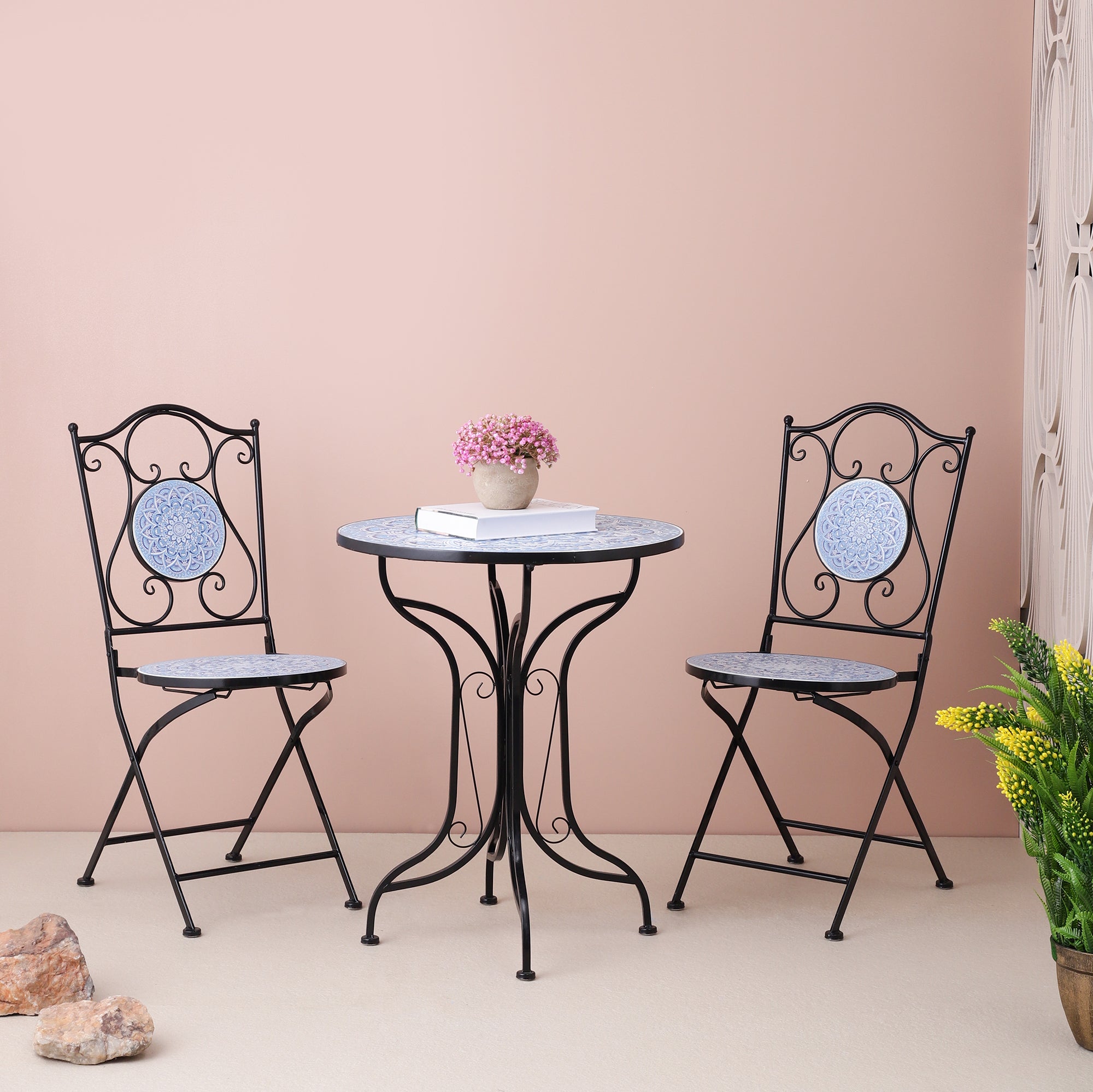 Santorini Outdoor Chairs & Table (Set of 3)