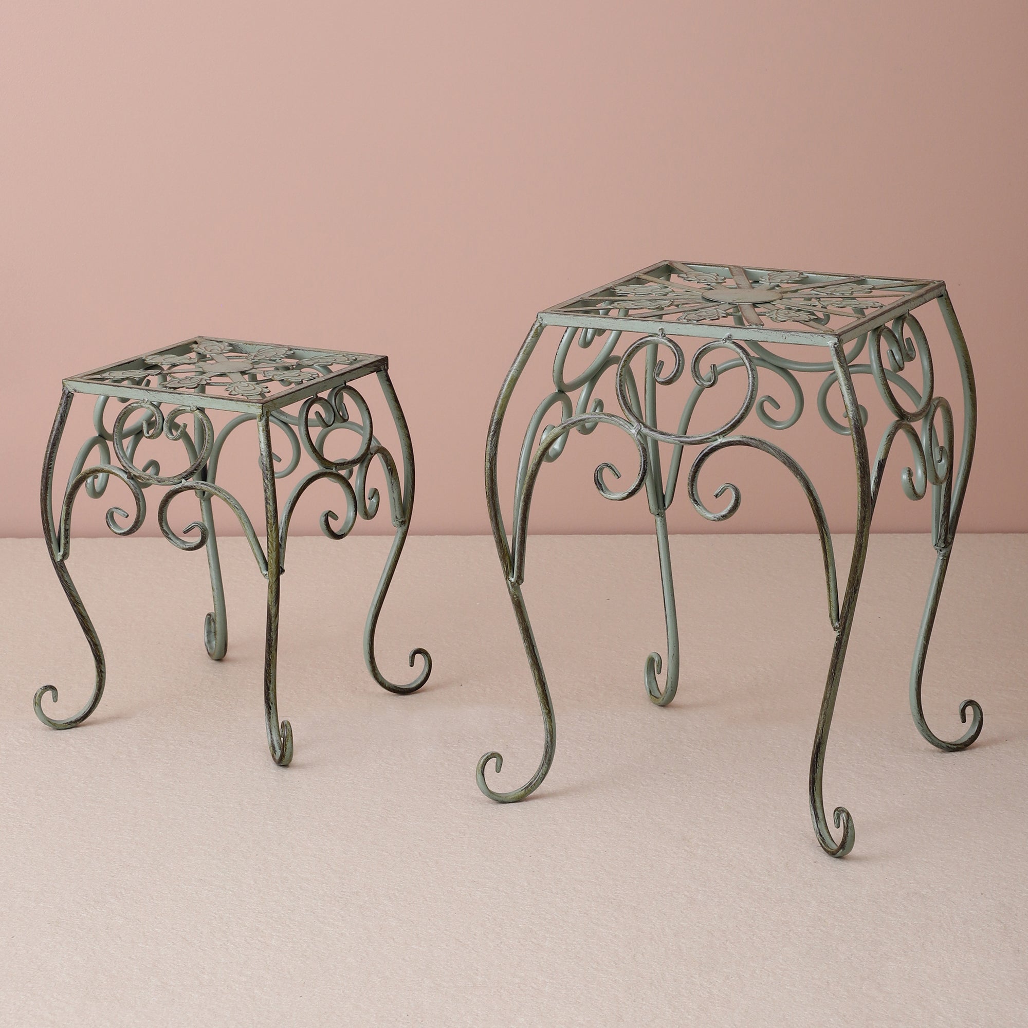 Olive Garden Square Decorative Short Tables (Set of 2)