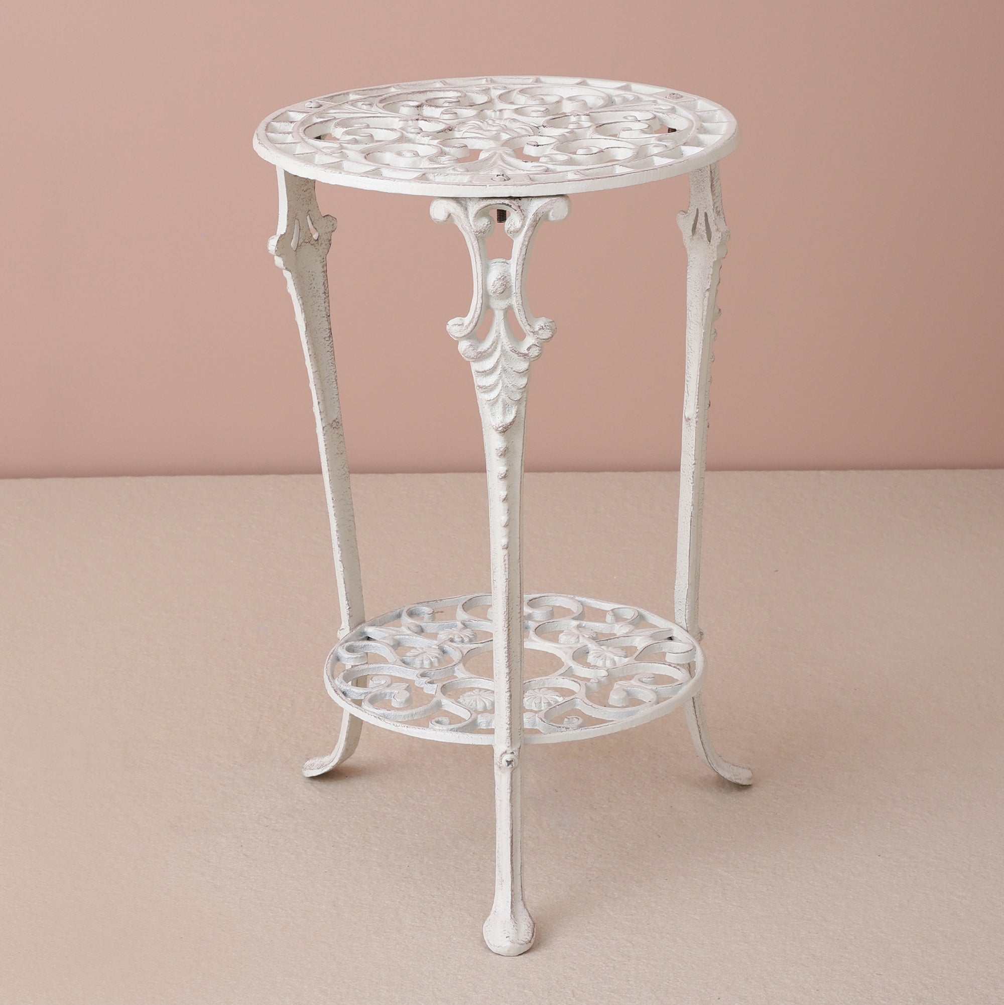 Meshed Floral Pattern Table (White)