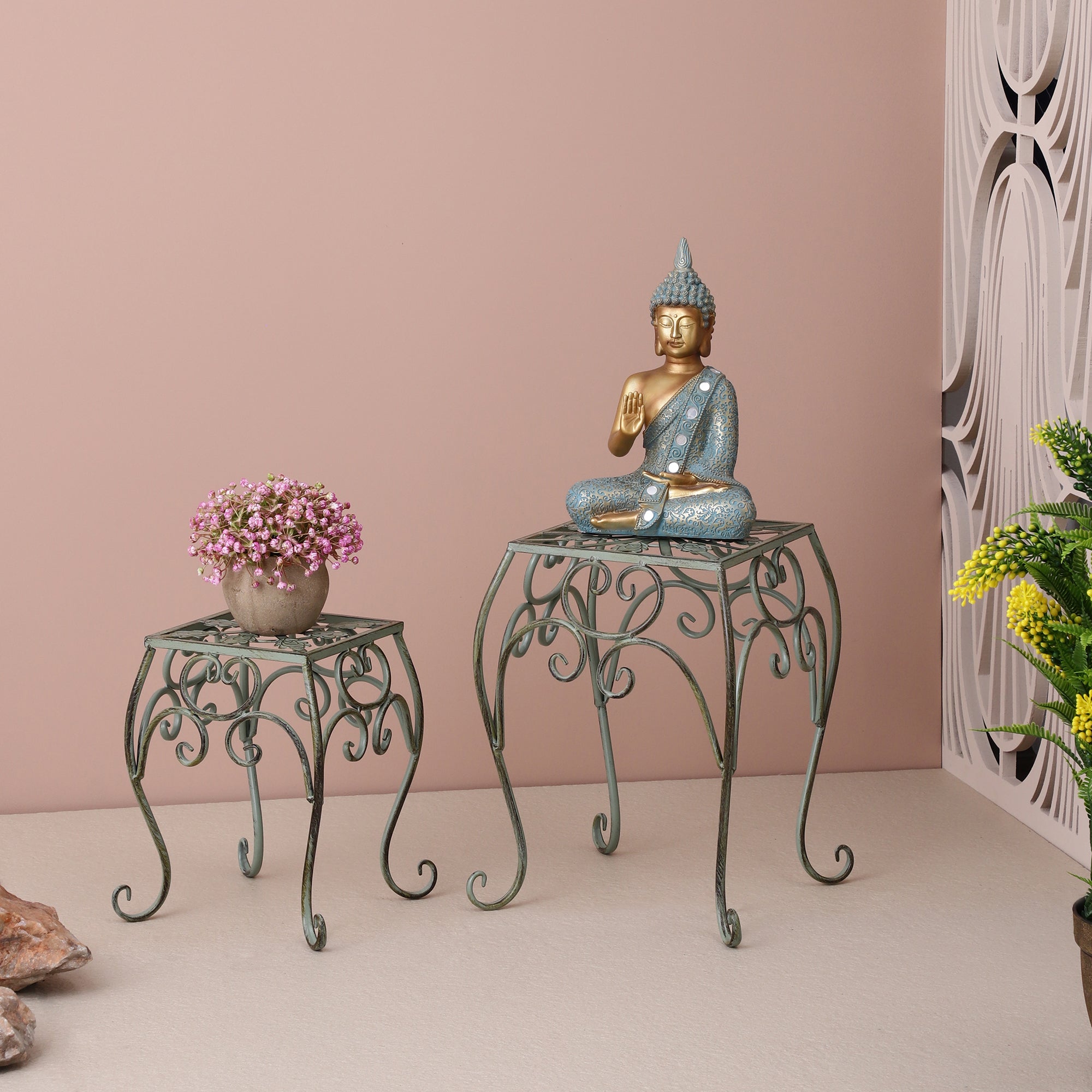 Olive Garden Square Decorative Short Tables (Set of 2)