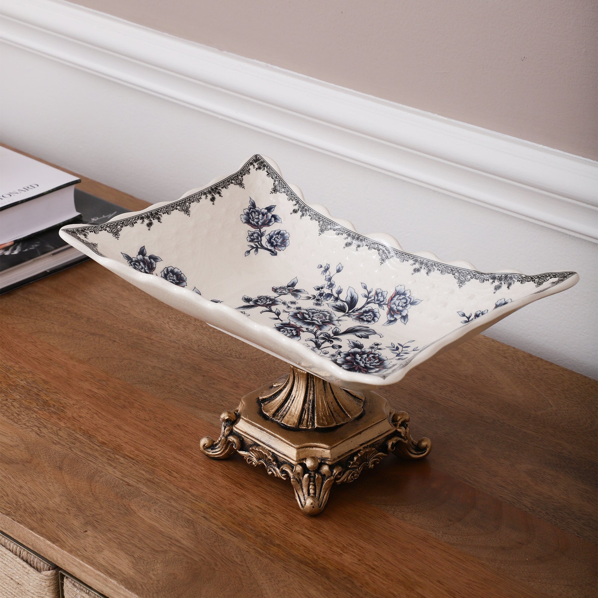 Blue Regal Rectangle Platter With Base