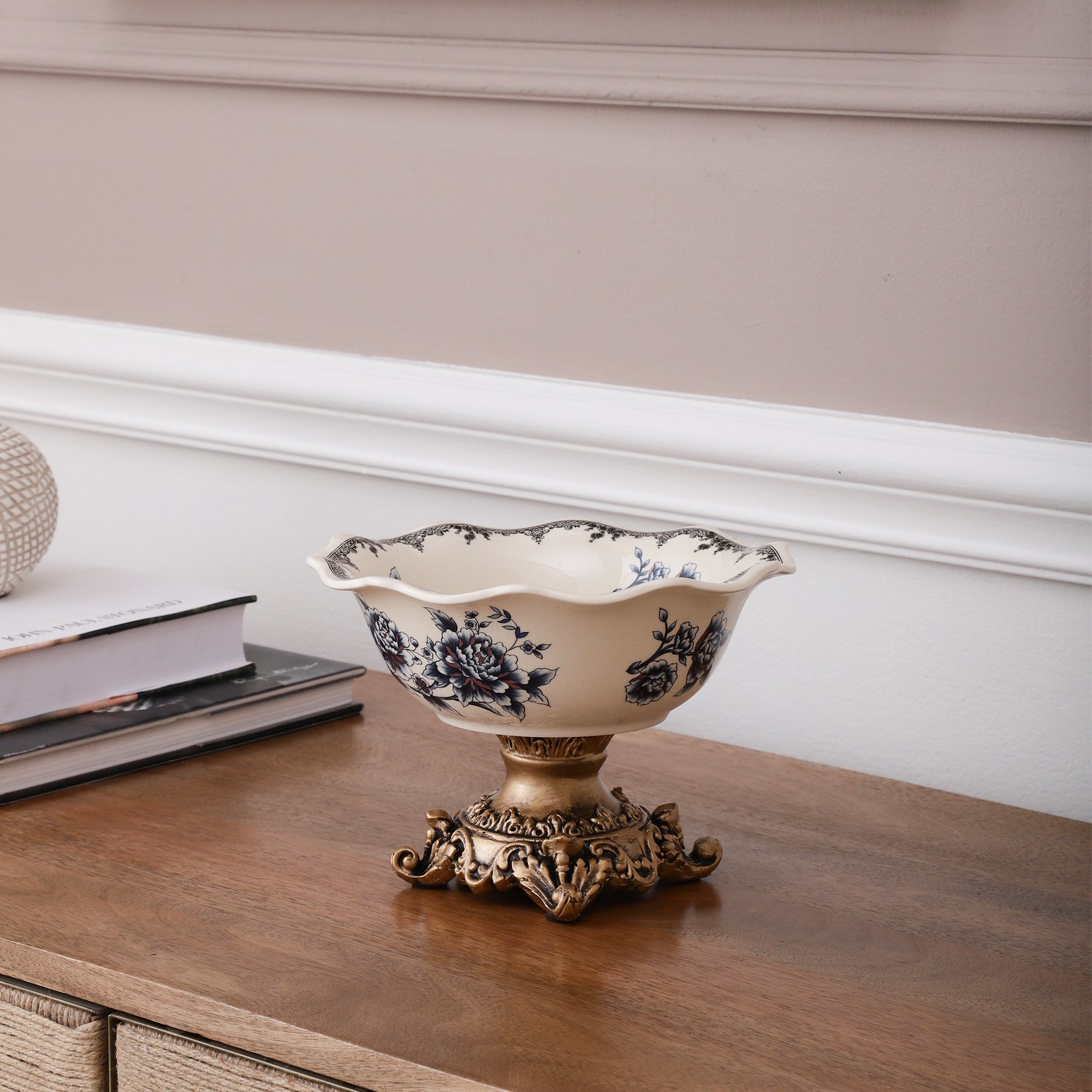 Blue Ceramic Bowl with Base