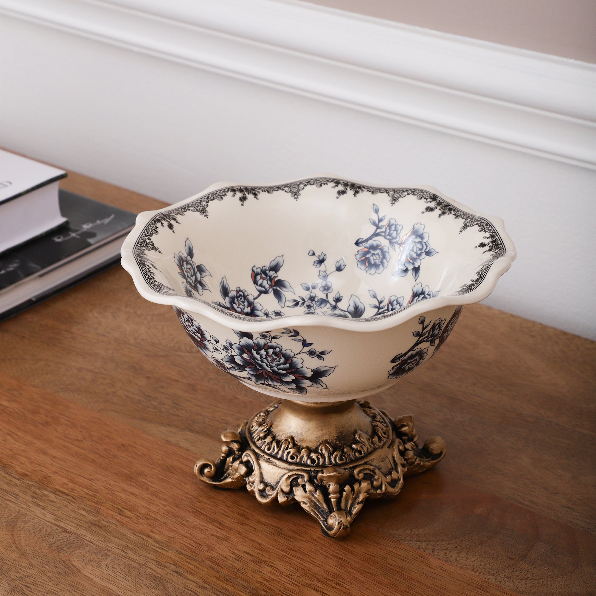 Blue Ceramic Bowl with Base