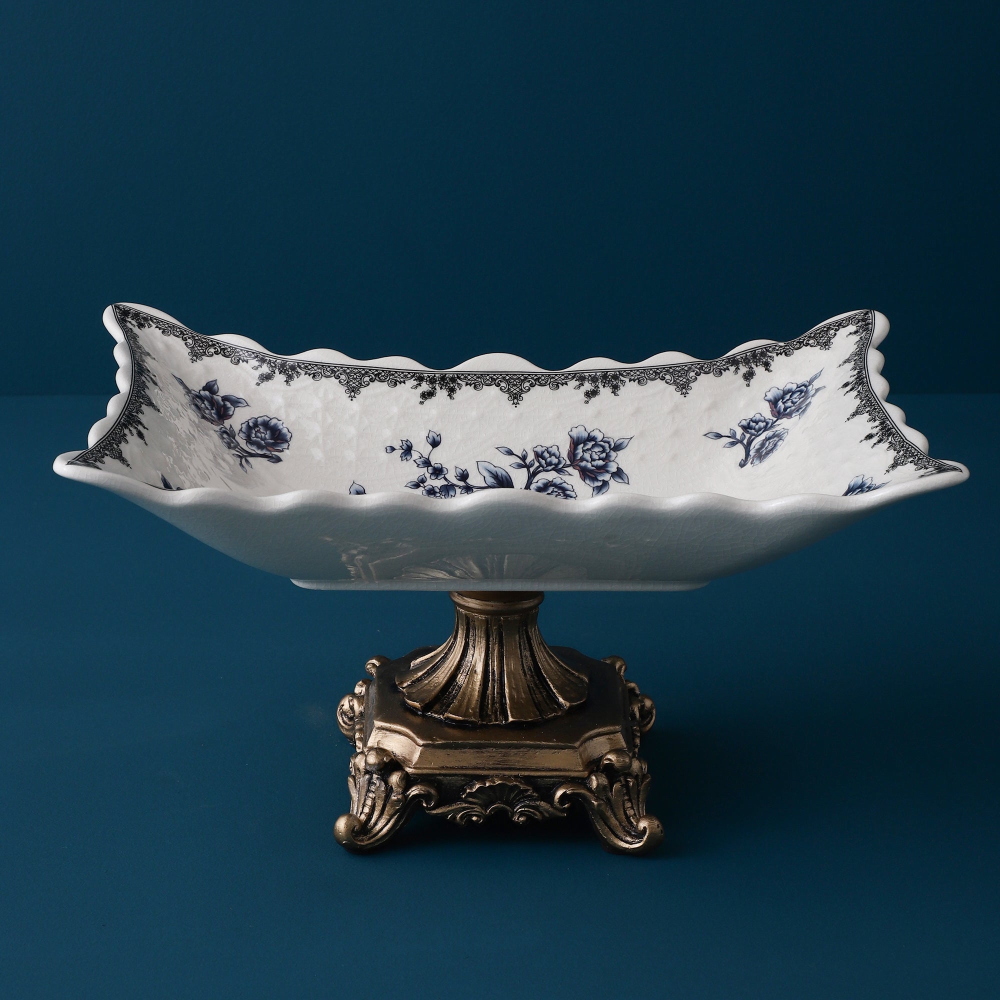 Blue Regal Rectangle Platter With Base