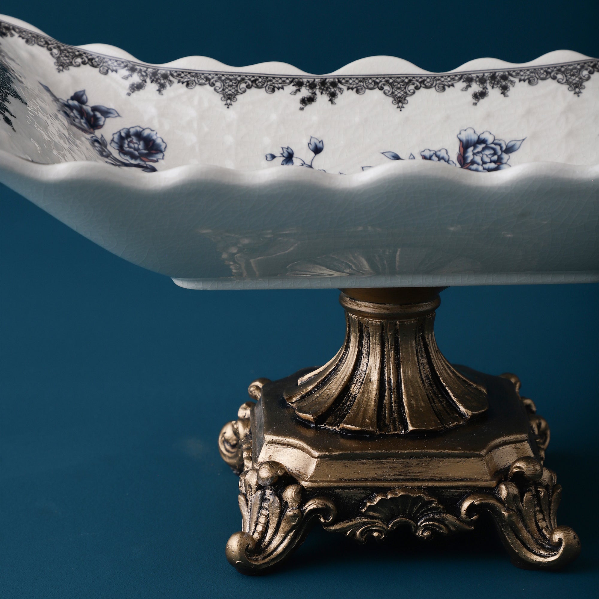 Blue Regal Rectangle Platter With Base