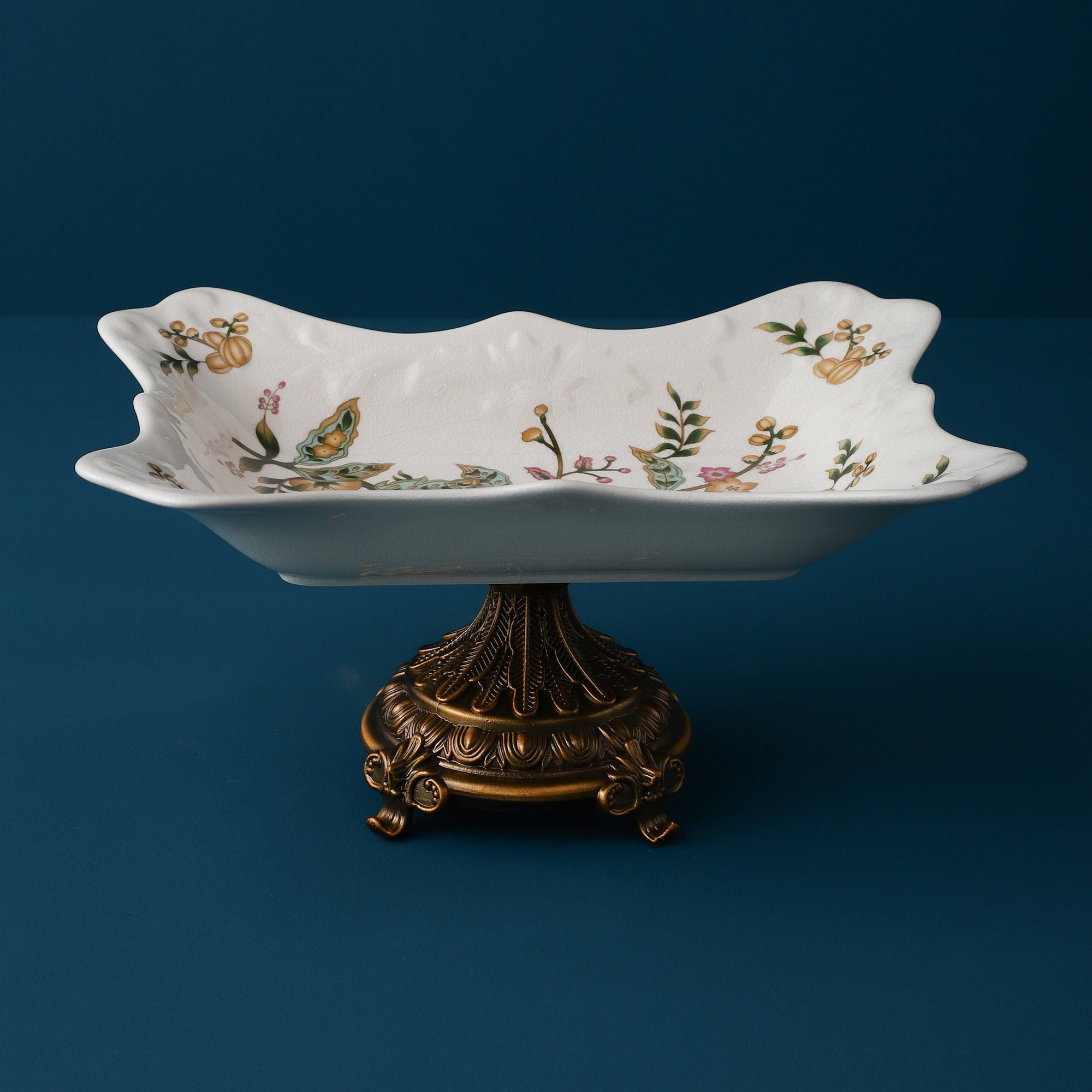 Yellow Regal Platter With Gold Base