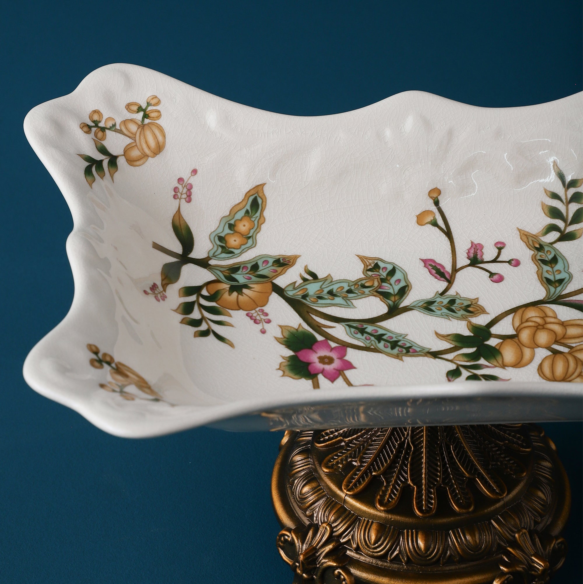 Yellow Regal Platter With Gold Base