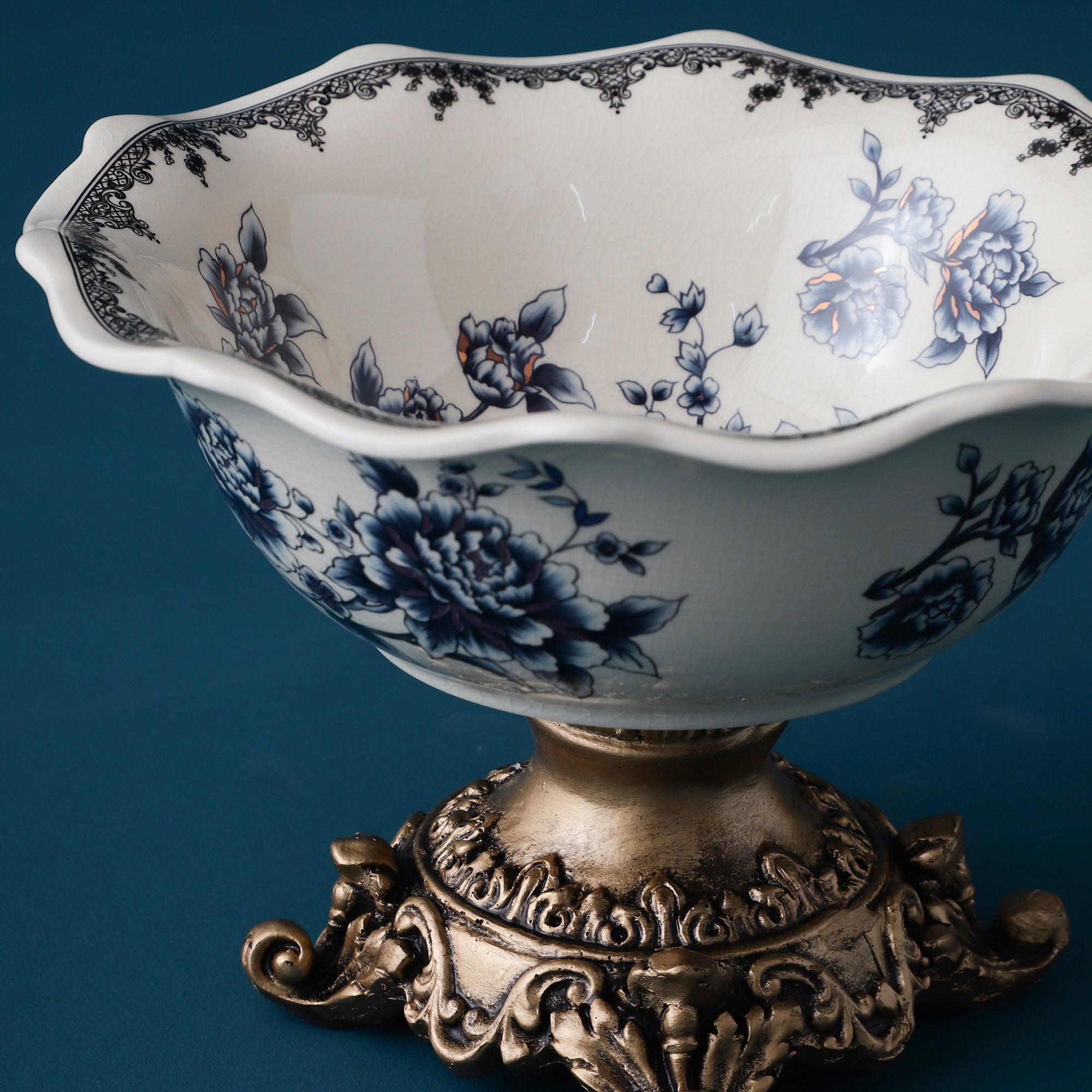 Blue Ceramic Bowl with Base