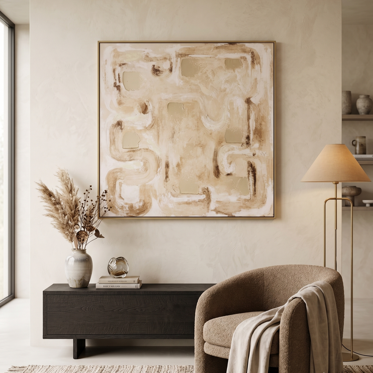 Ivory Labyrinth Textured Canvas